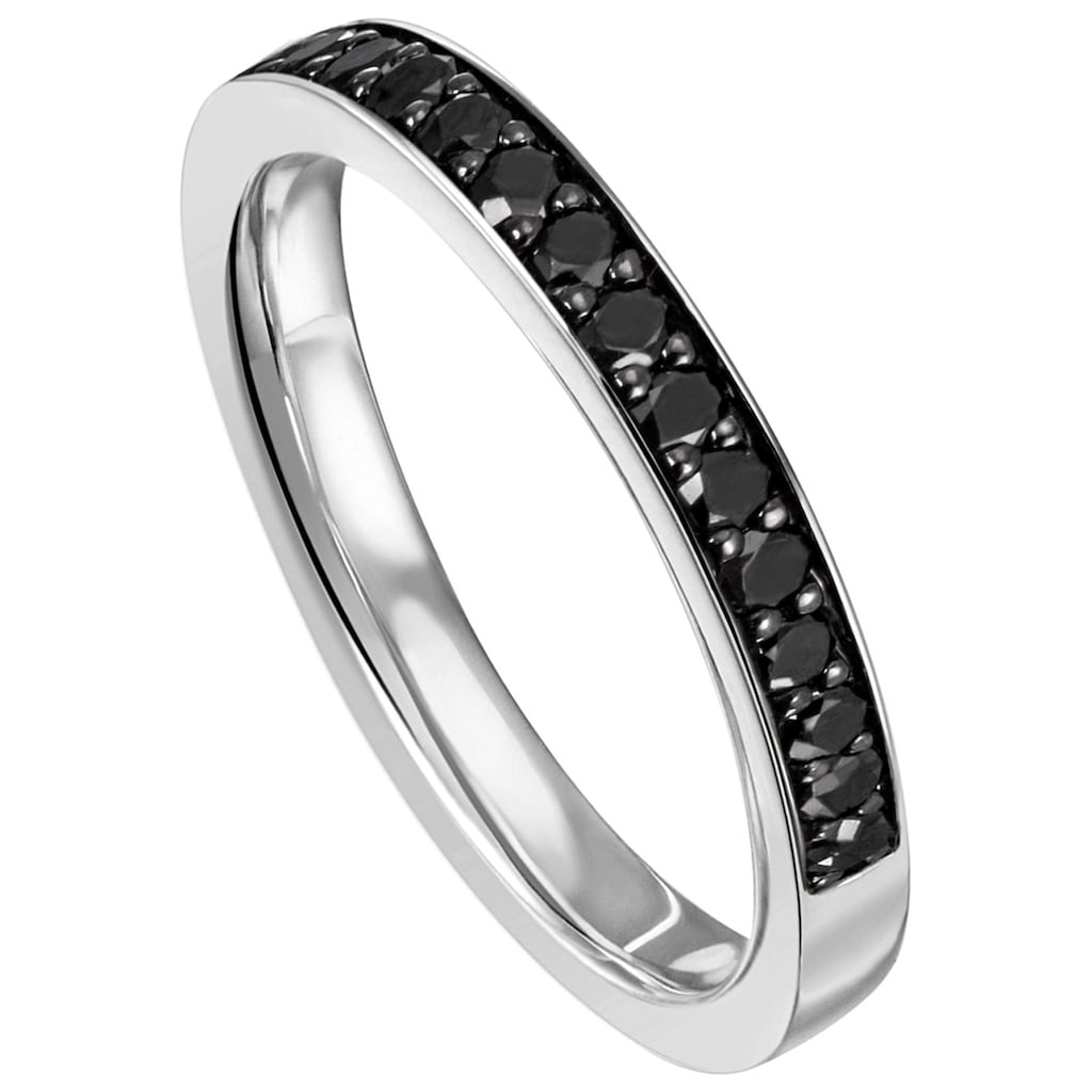 JOBO Fingerring »Ring mit 17 schwarzen Diamanten« 585 Weißgold