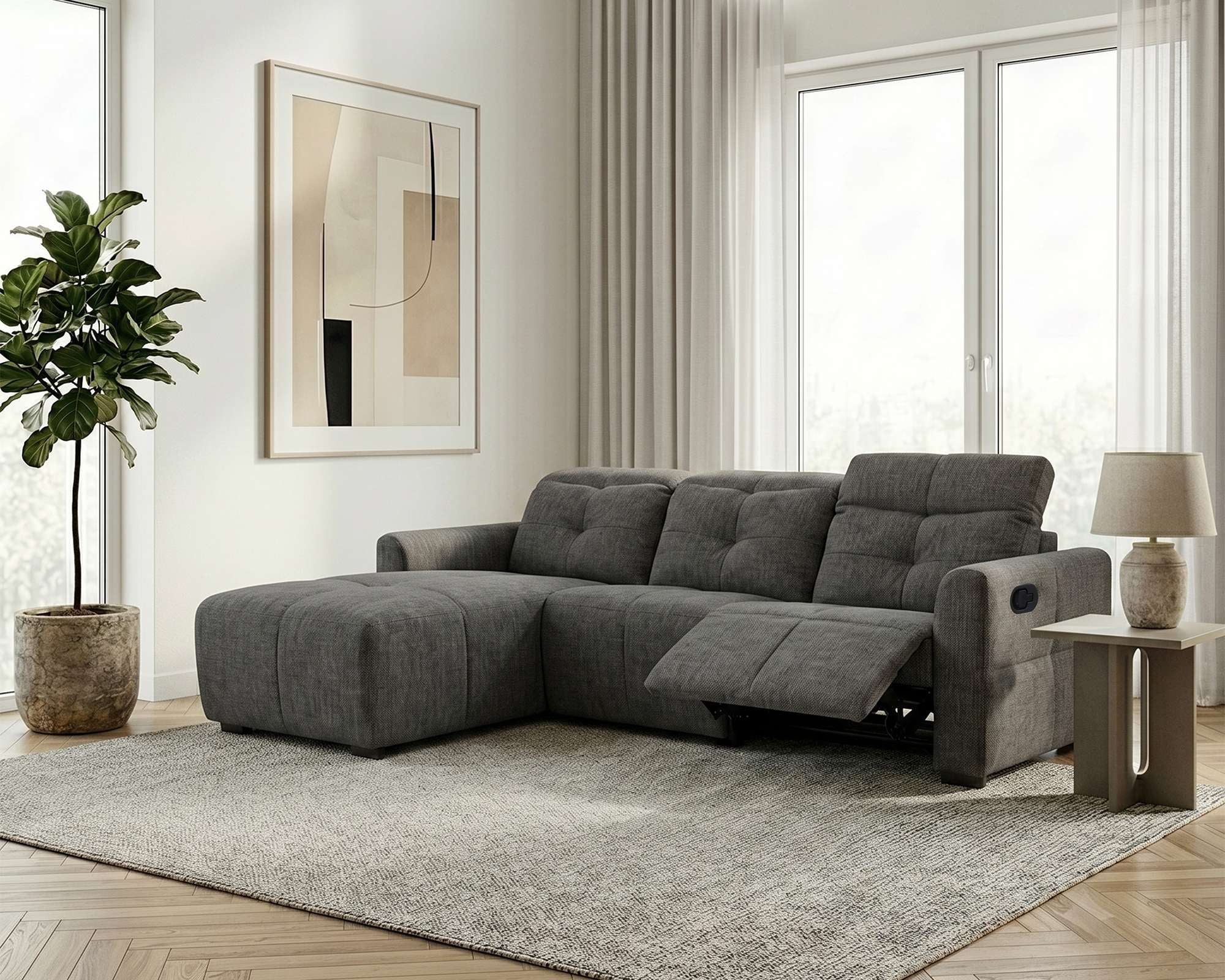 OTTO home Ecksofa "CAARLA Webstoff, L-Form, 261 cm, man. o. elektr. Relaxfunktion (USB)" mit USB-A und USB-C bei elektrischer Ausführung, Kopfteilverstellung