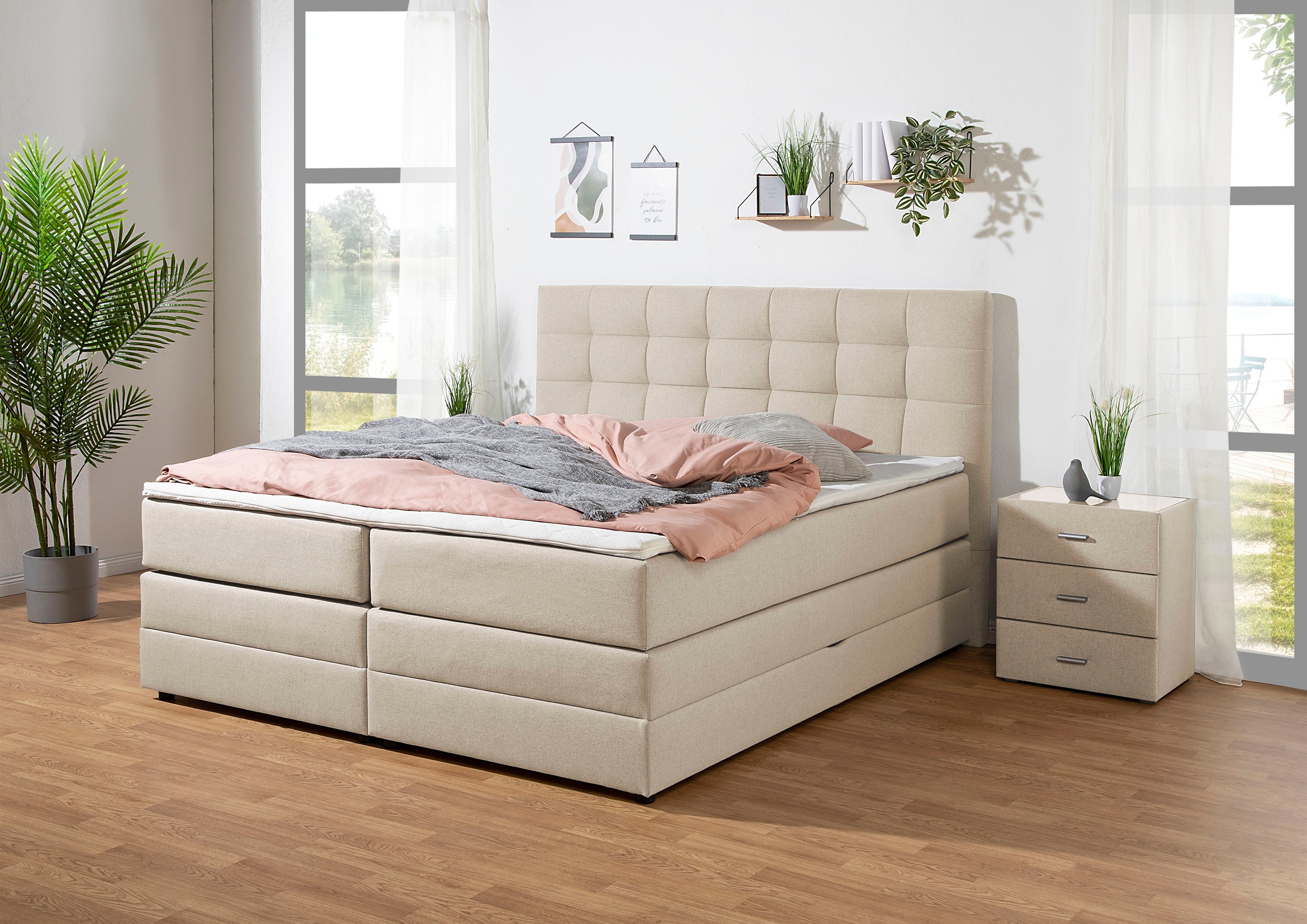 Home affaire Boxspringbett "Ethan" inkl. Topper und geräumigen Bettkasten e günstig online kaufen