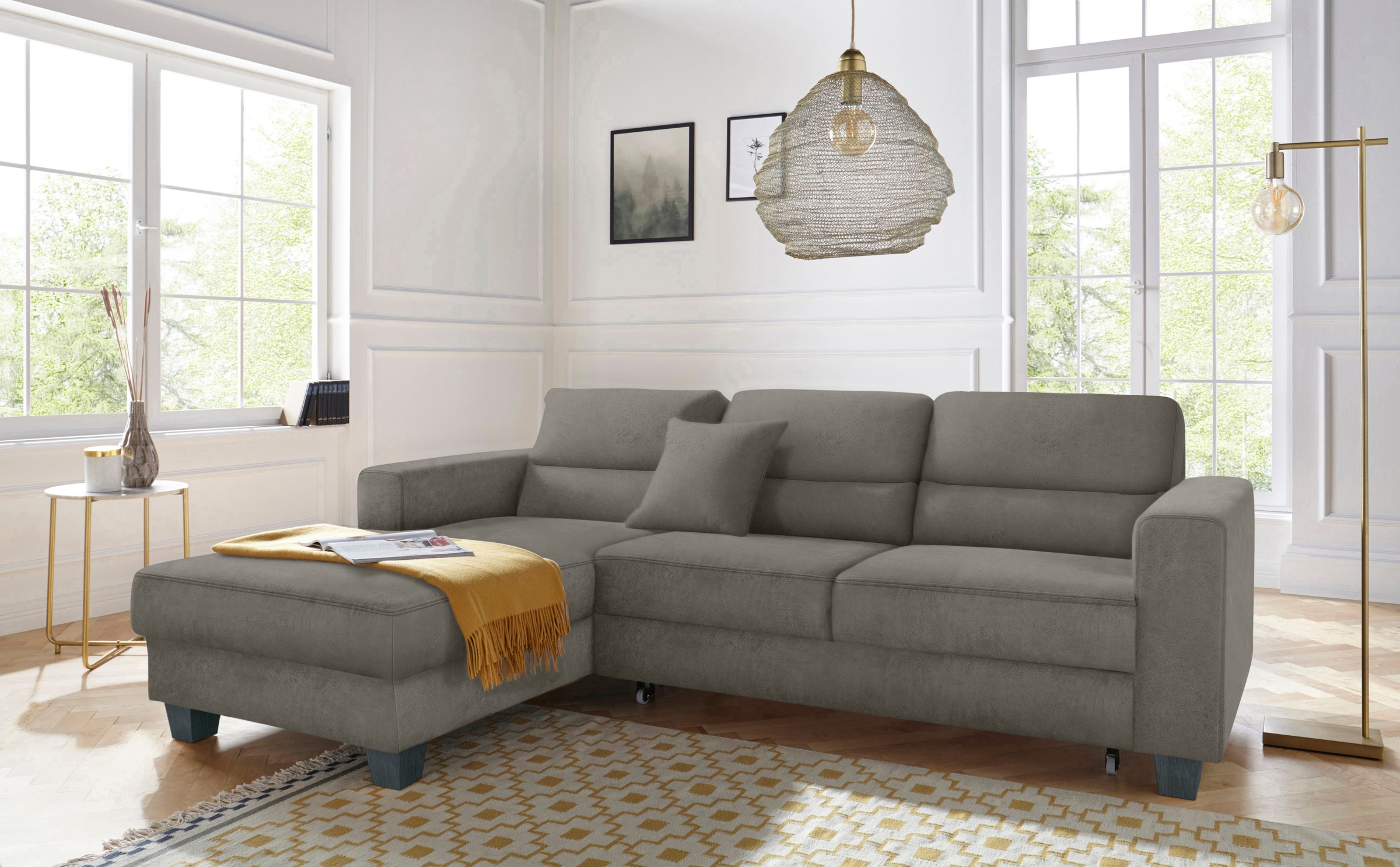 TRENDMANUFAKTUR Ecksofa »Chamber, zeitlos und modern, hoher Sitzkomfort, L-Form«, wahlweise mit Schlaffunktion