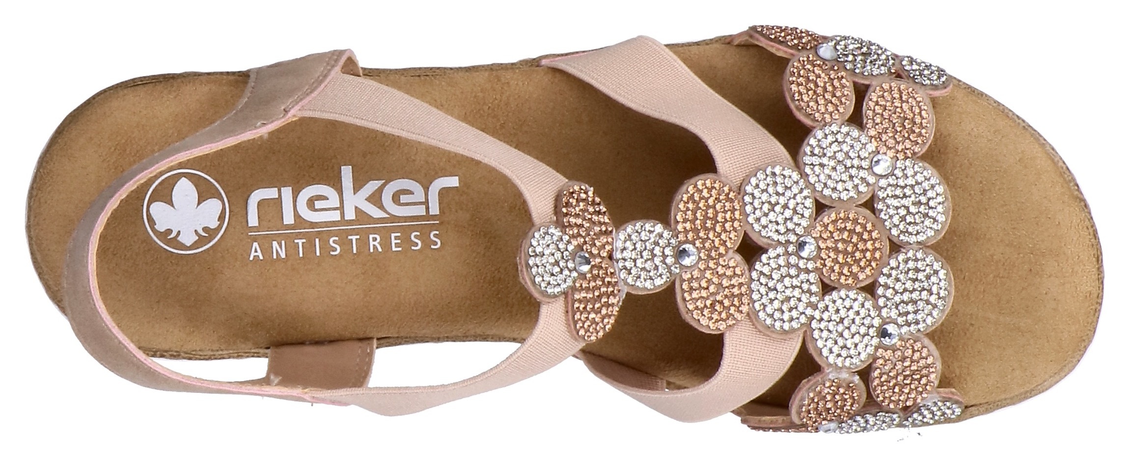 Rieker Sandale  Schlupfschuh, Sommerschuh, Urlaubsschuh mit Glitzersteine