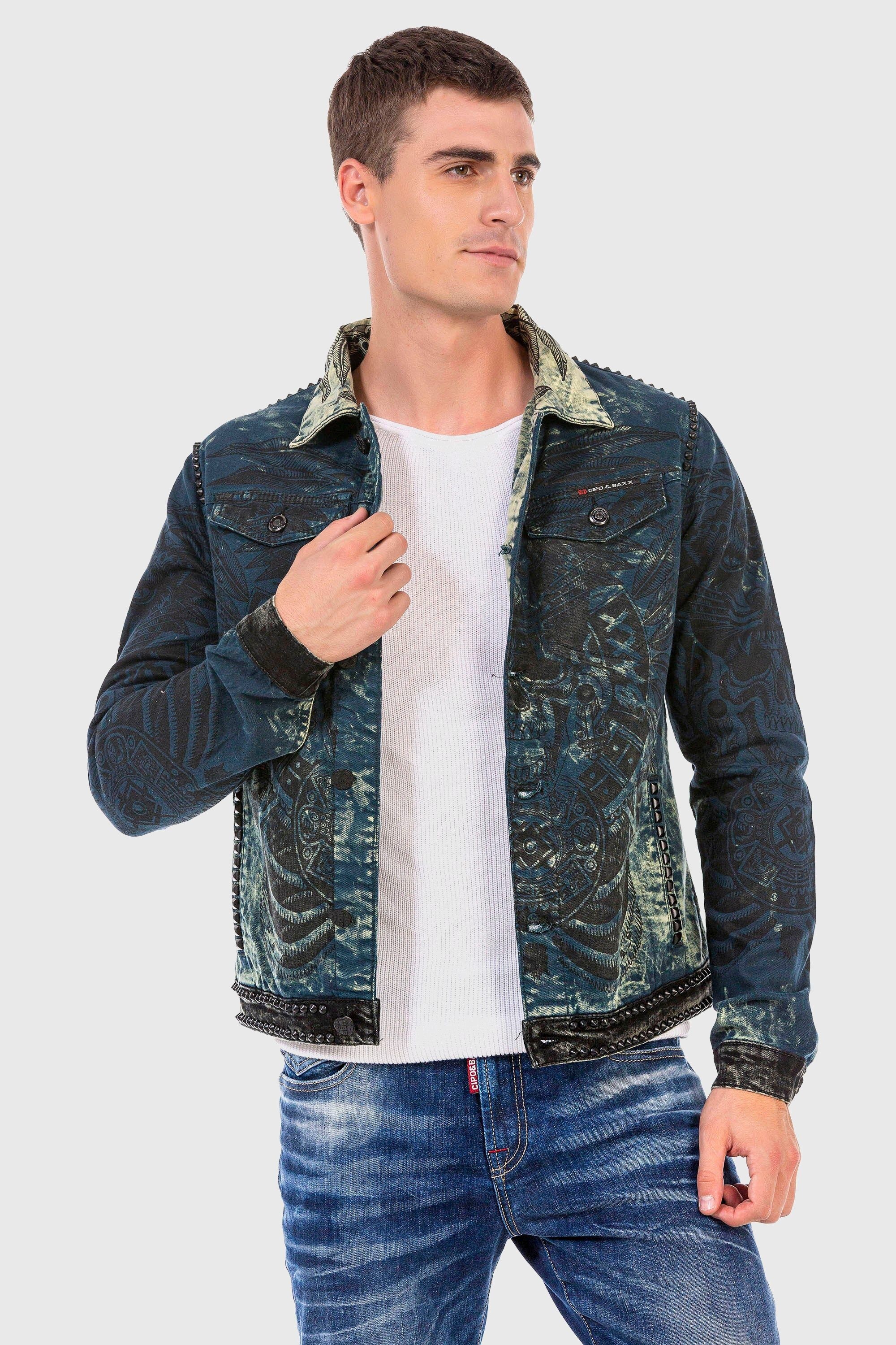 Cipo & Baxx Jeansjacke »Jacke«, ohne Kapuze, mit Allover-Print