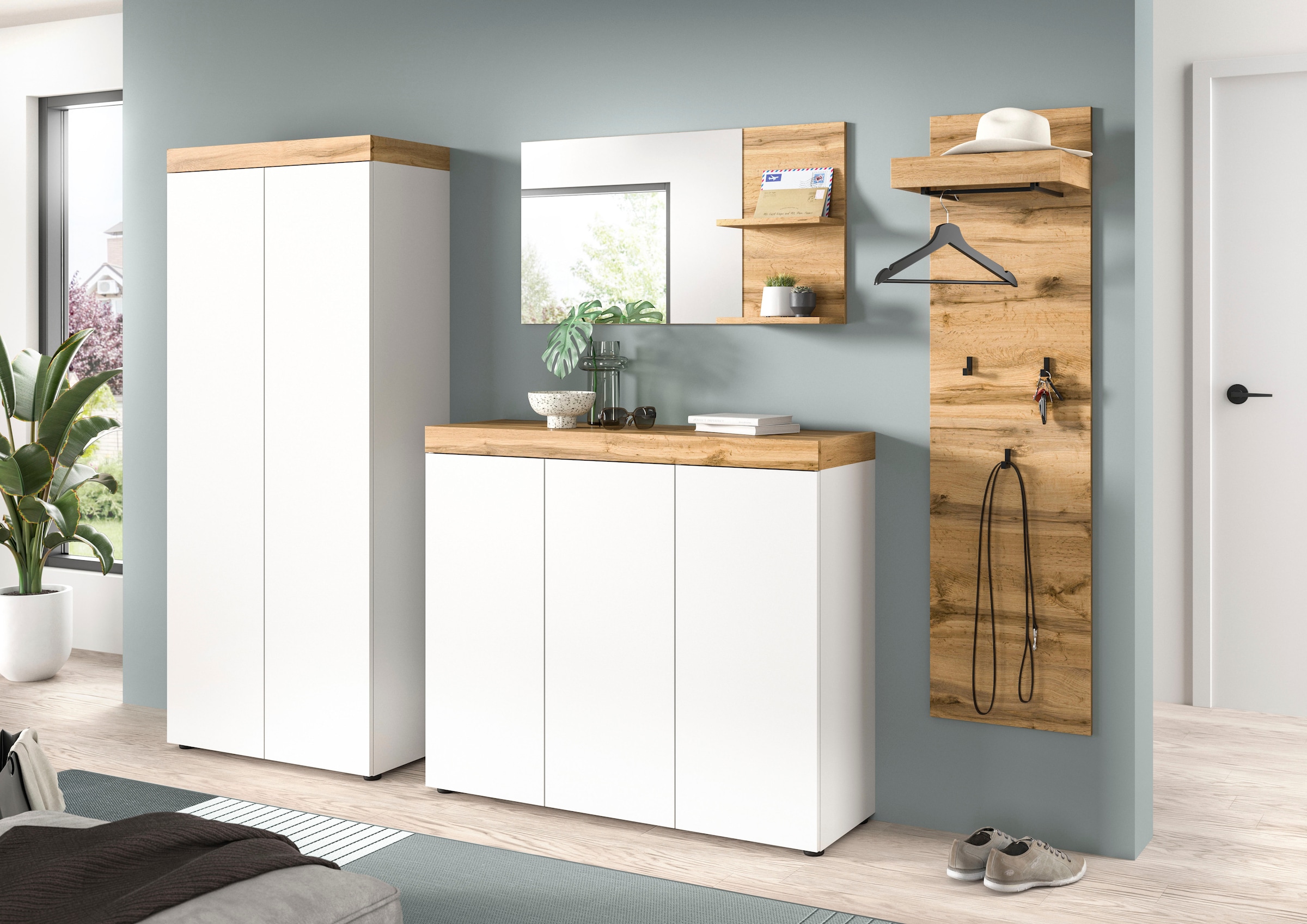 OTTO home Schuhschrank »MAMBO, TOPSELLER!, Breite 115cm, stehend & hängend, push-2-open« 2 farbige Ausführung, 1 Stk. tlg. Schuhschrank, Schuhkommode, Flur, Diele