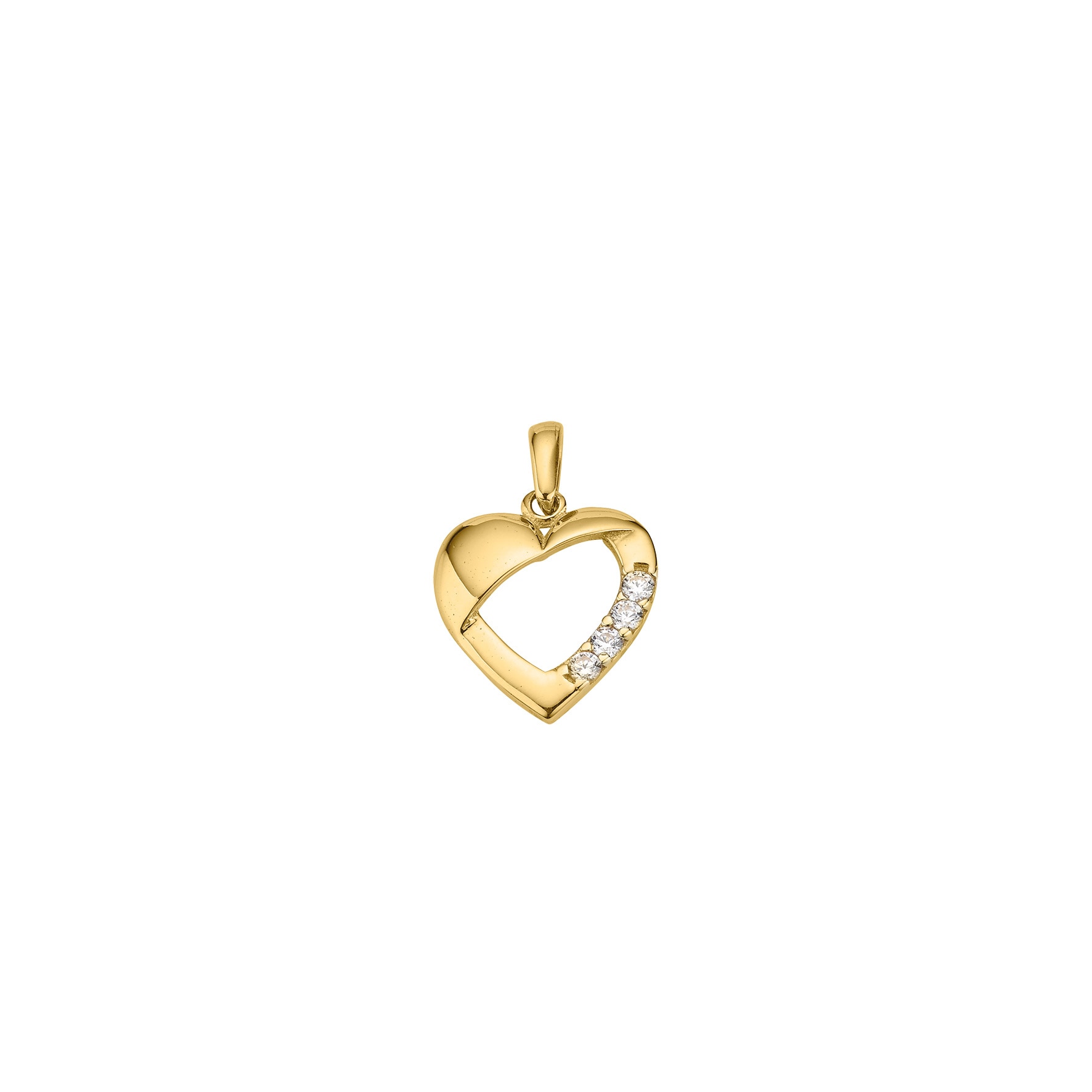 "Kettenanhänger FIRETTI ""Schmuck Geschenk Gold 333 Halsschmuck Anhänger Herz bicolor"", gold (gelbgoldfarben, kristallweiß, kristallweiß)