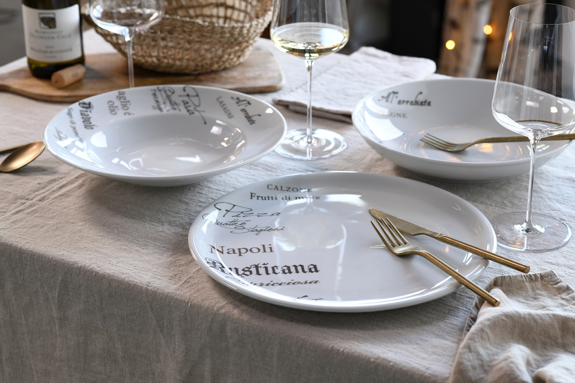 CreaTable Pizzateller »Europa Gustoso, Pizzateller 33 cm 4-tlg« Vielseitig einsetzbar, Dezente Dekoranlage