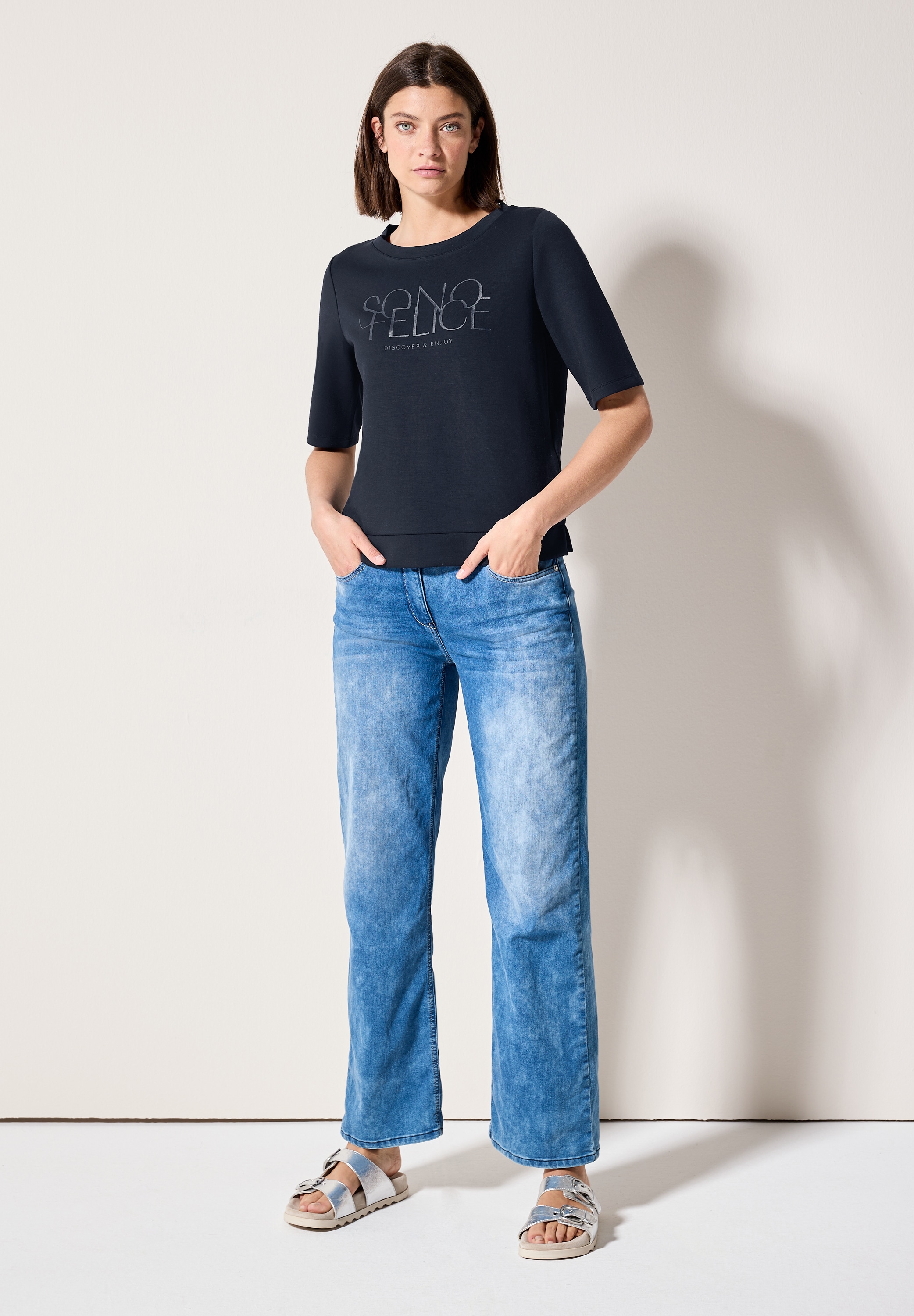 Cecil T-Shirt, mit Seitlichen Einschlitzen am Saum