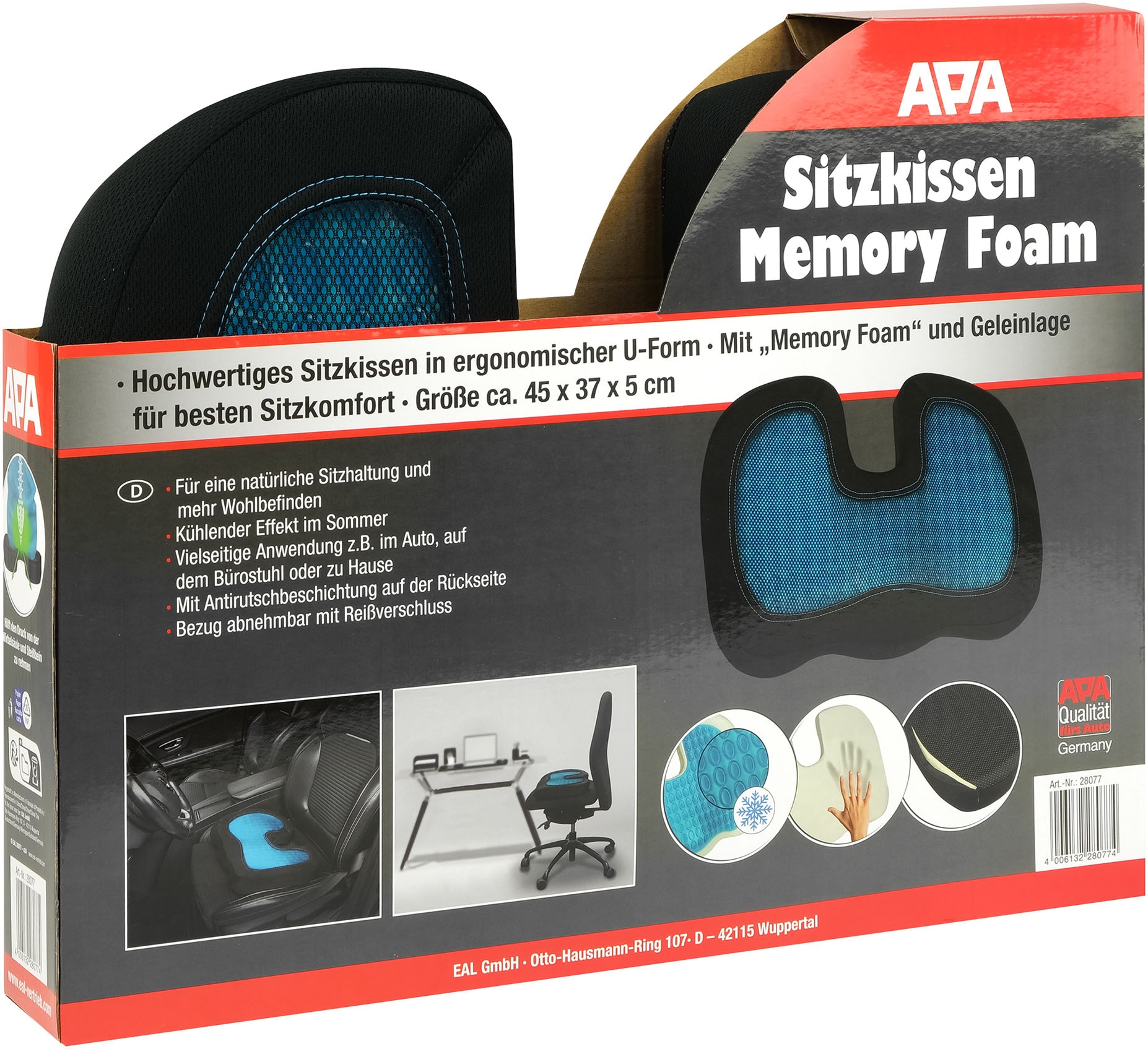 APA Gelkissen »Sitzkissen Memory Foam«, (1 tlg.)