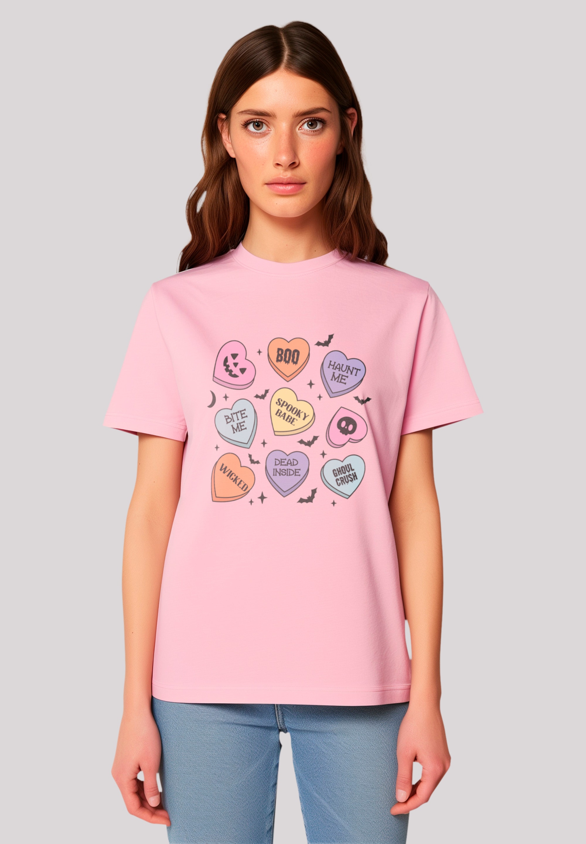 F4NT4STIC T-Shirt "Retro Halloween Heart Candy Bats", Premium Qualität, Uni günstig online kaufen