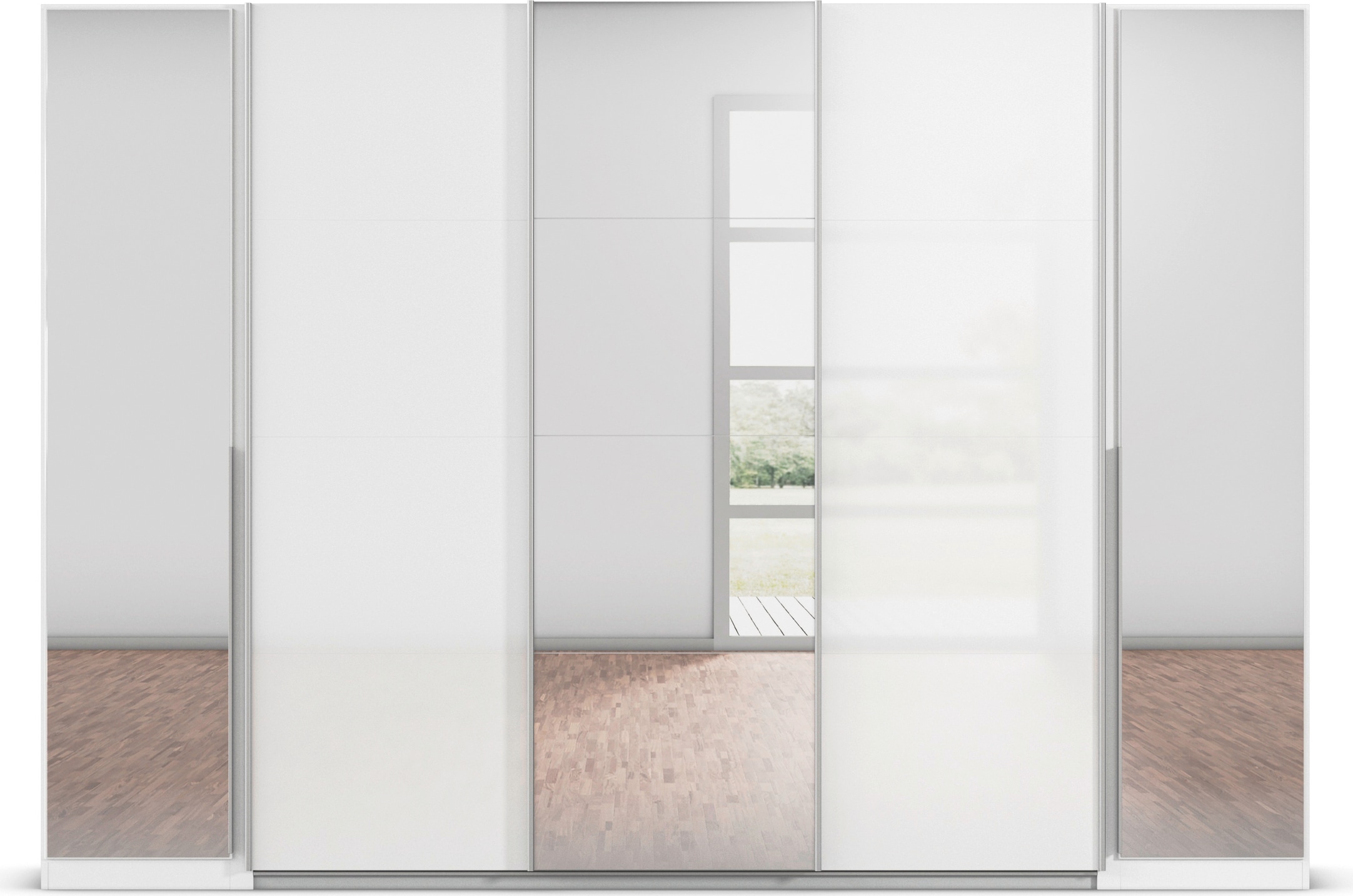 rauch Schwebetürenschrank »Agordo«, (im angesagten Mix aus Dreh- und Schwebetüren), optional mit Spiegel und zwei Griff-Farben MADE IN GERMANY