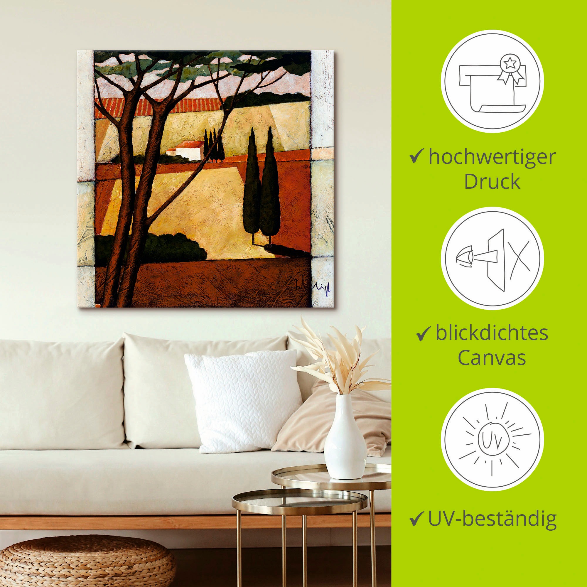 Artland Leinwandbild »Mediterrane Kornfelder IV«, Felder, (1 St.), auf Keilrahmen gespannt