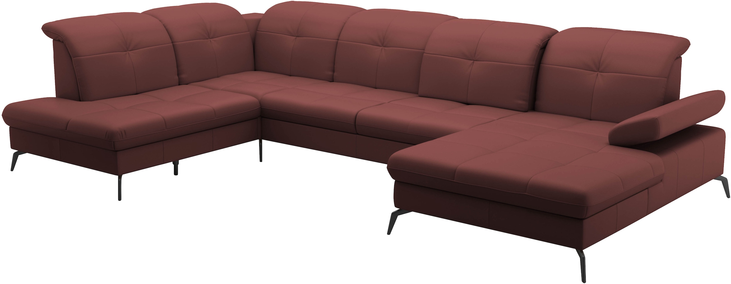 sit&more Wohnlandschaft »Amica, U-Form, inkl. Sitztiefenverstellung und Armteilverstellung«, wahlweise mit Kopfteilverstellung, Bettfunktion und Bettkasten