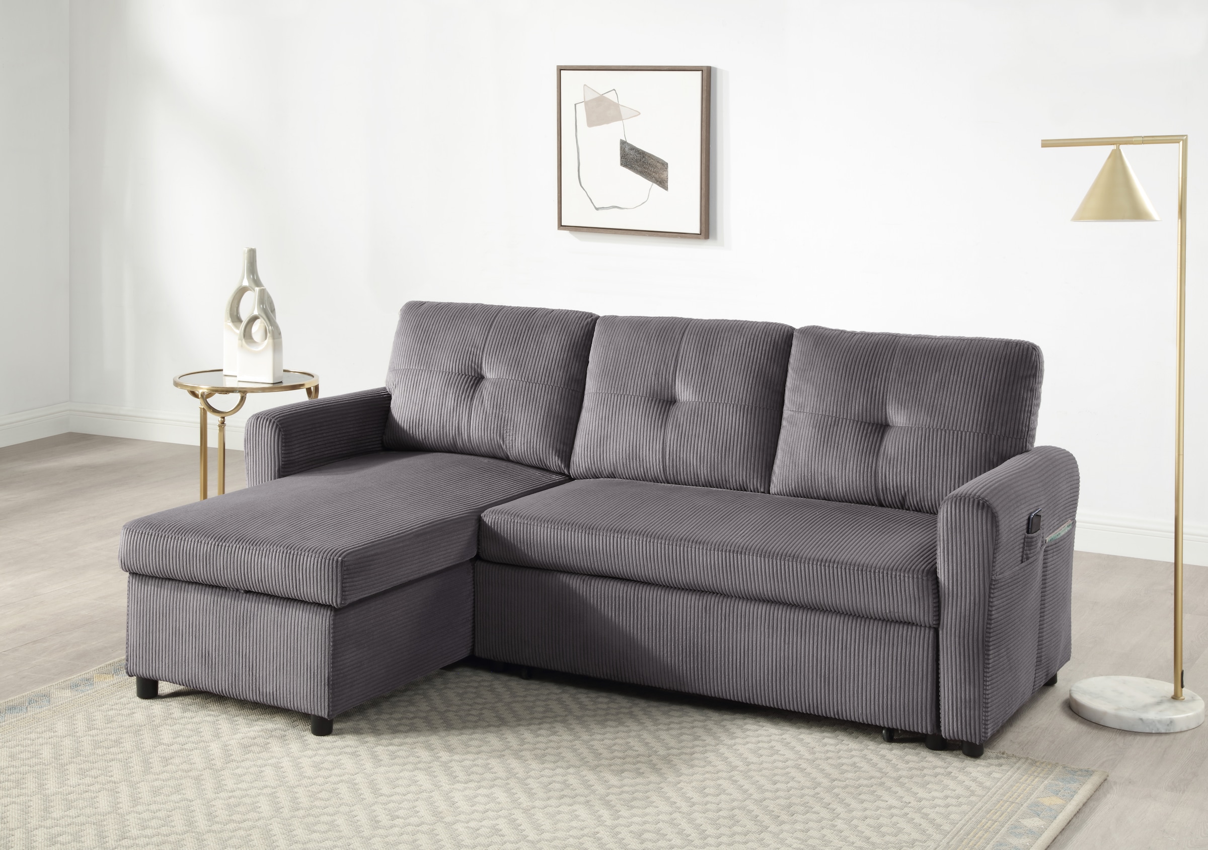 ATLANTIC home collection Schlafsofa "Gustavo L-Form, B: 199 cm" mit Bettfun günstig online kaufen