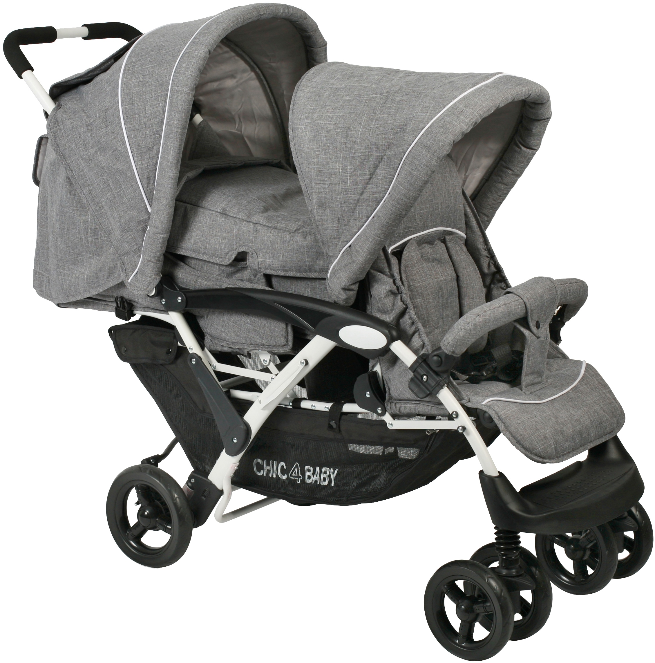 CHIC4BABY Geschwisterwagen "Duo" mit feststellbaren Doppelschwenk-Vorderrädern