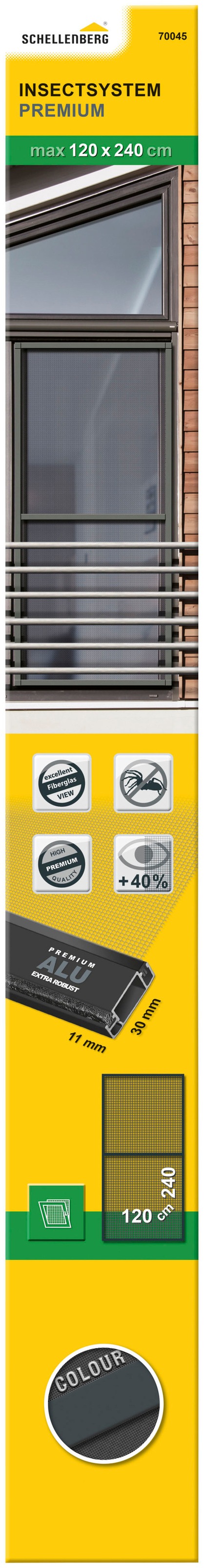 SCHELLENBERG Insektenschutz-Fensterrahmen »Premium für bodentiefe Fenster«, Fliegengitter mit Rahmen aus Aluminium, 120 x 240 cm, anthrazit, 70045