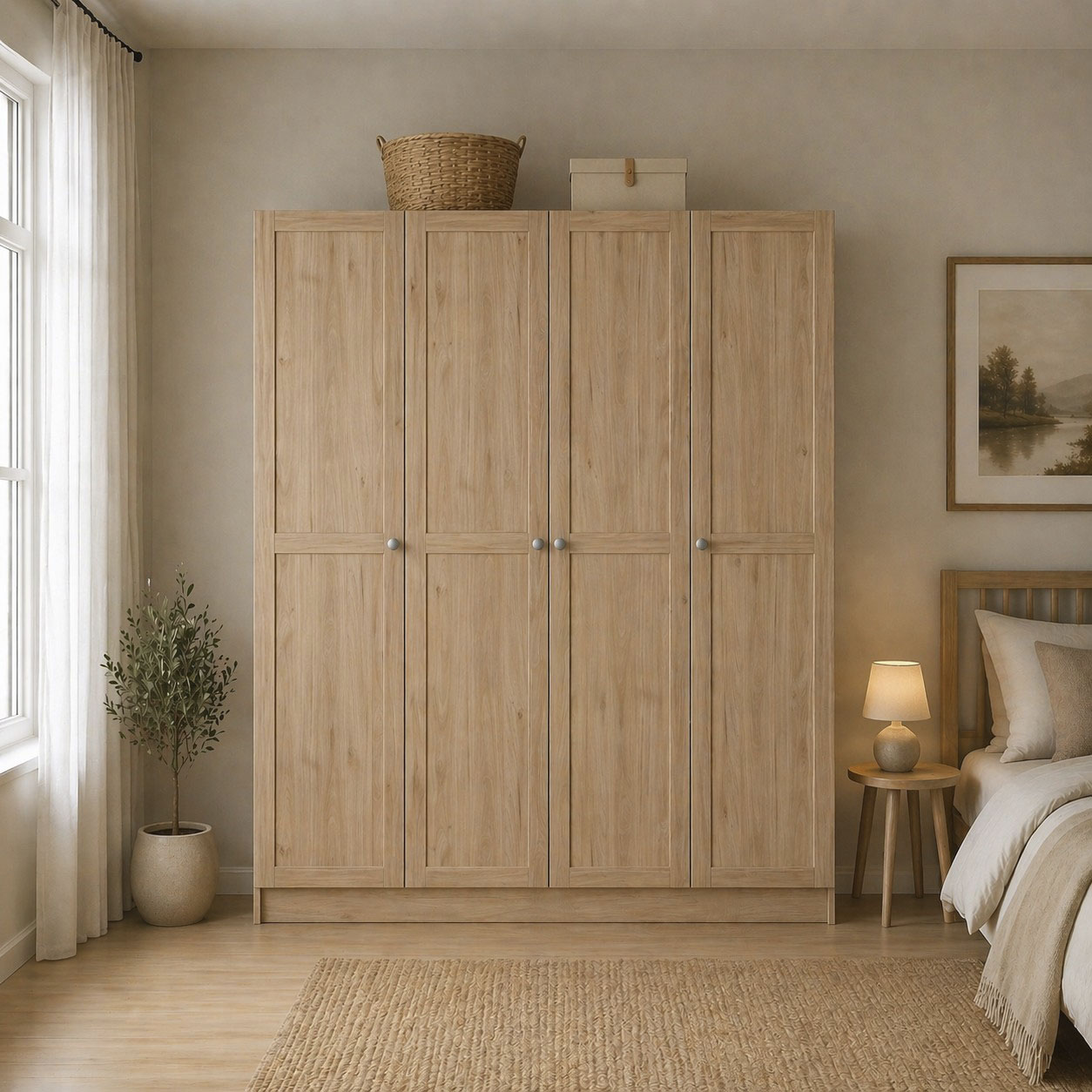 Home affaire Kleiderschrank "Billund, skandinavischen Design & viel Stauraum, 2 Breiten 145/195 cm" Viel Stauraum mit Böden & Kleiderstange, praktische Aufteilung