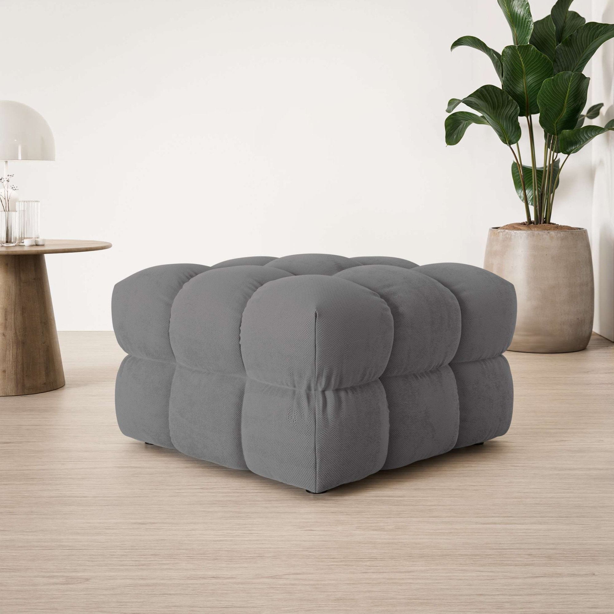 s.Oliver Polsterhocker "COBBO Sitzhocker Bubble-Optik, Maße B/T/H: 80/80/48 cm" passend zum Sofa, moderne Steppung und hoher Sitzkomfort