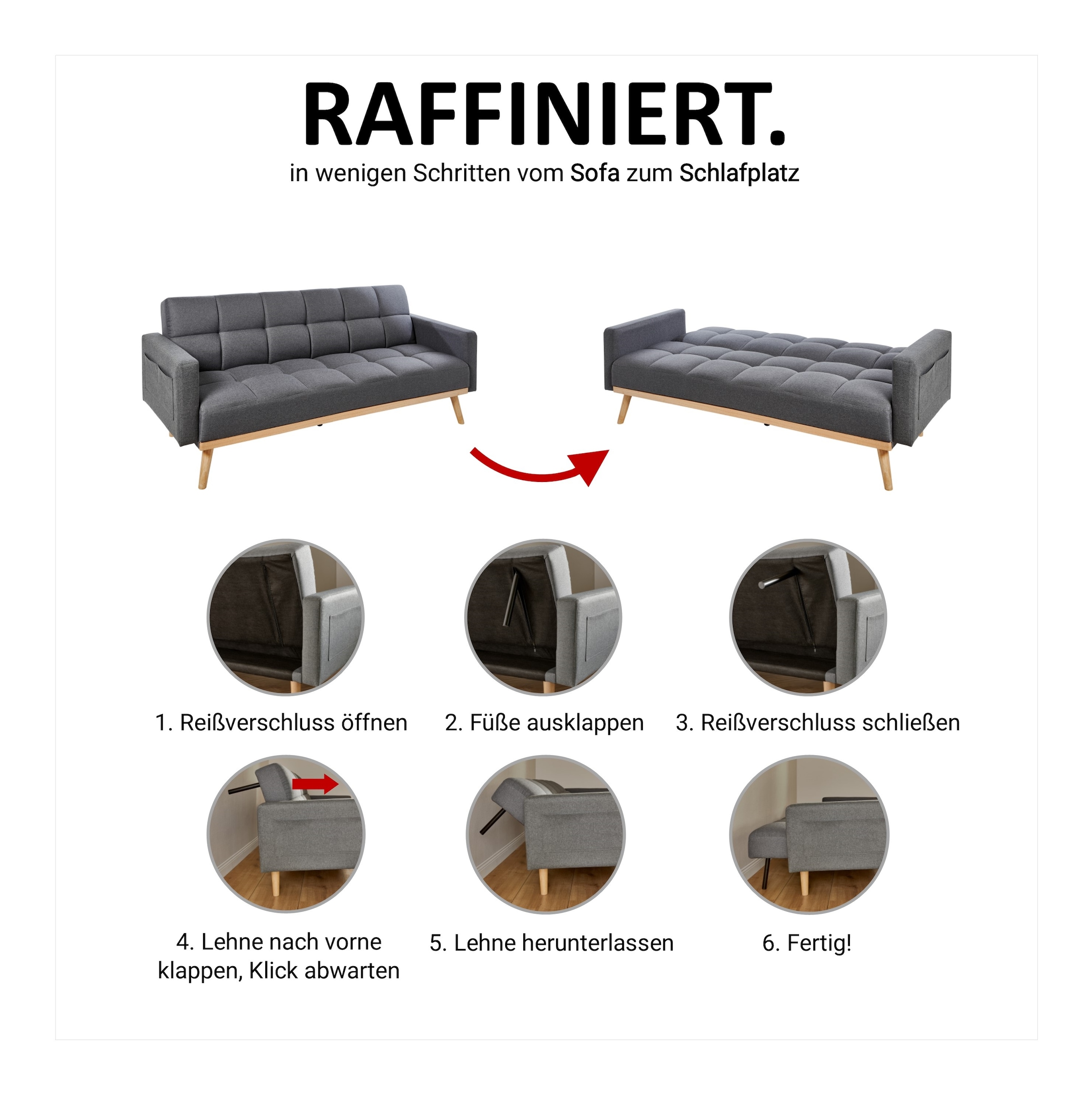 Jahnke Schlafsofa »CHILLAX BOX« mit Schlaffunktion, Seitentasche, Breite 214 cm