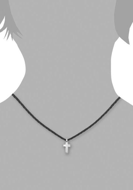 mit bestellen Anhänger | Kreuz, s.Oliver BAUR Kette »Halskette + aus Junior 2024225«, Leder online Edelstahl