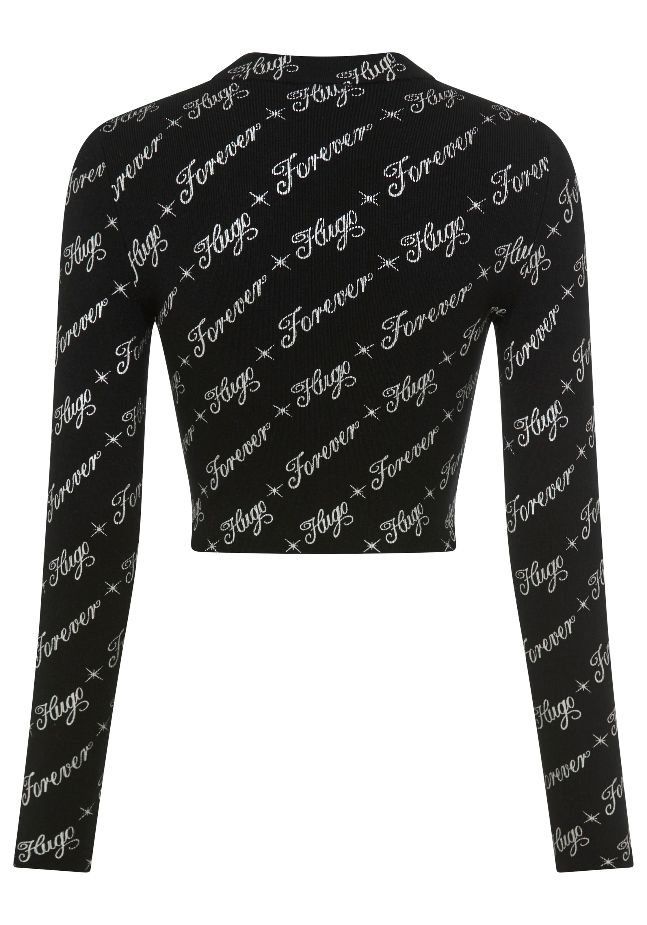 HUGO Blue Langarmshirt »Soiler«, mit All-Over-Print, cropped