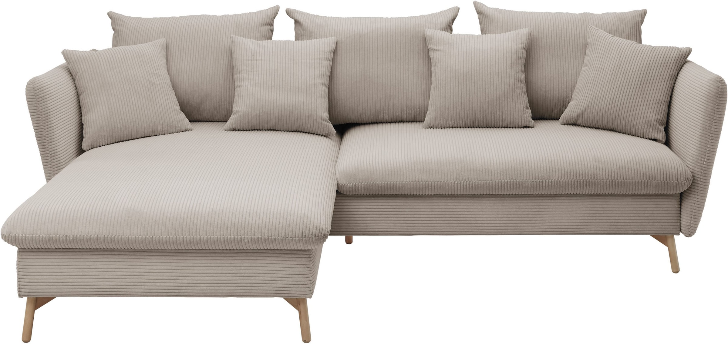 andas Ecksofa »MERLE, 258 cm, L-Form, traumhafter Cord,«, mit Bettfunktion und Bettkasten, Liegefläche 224 x 139