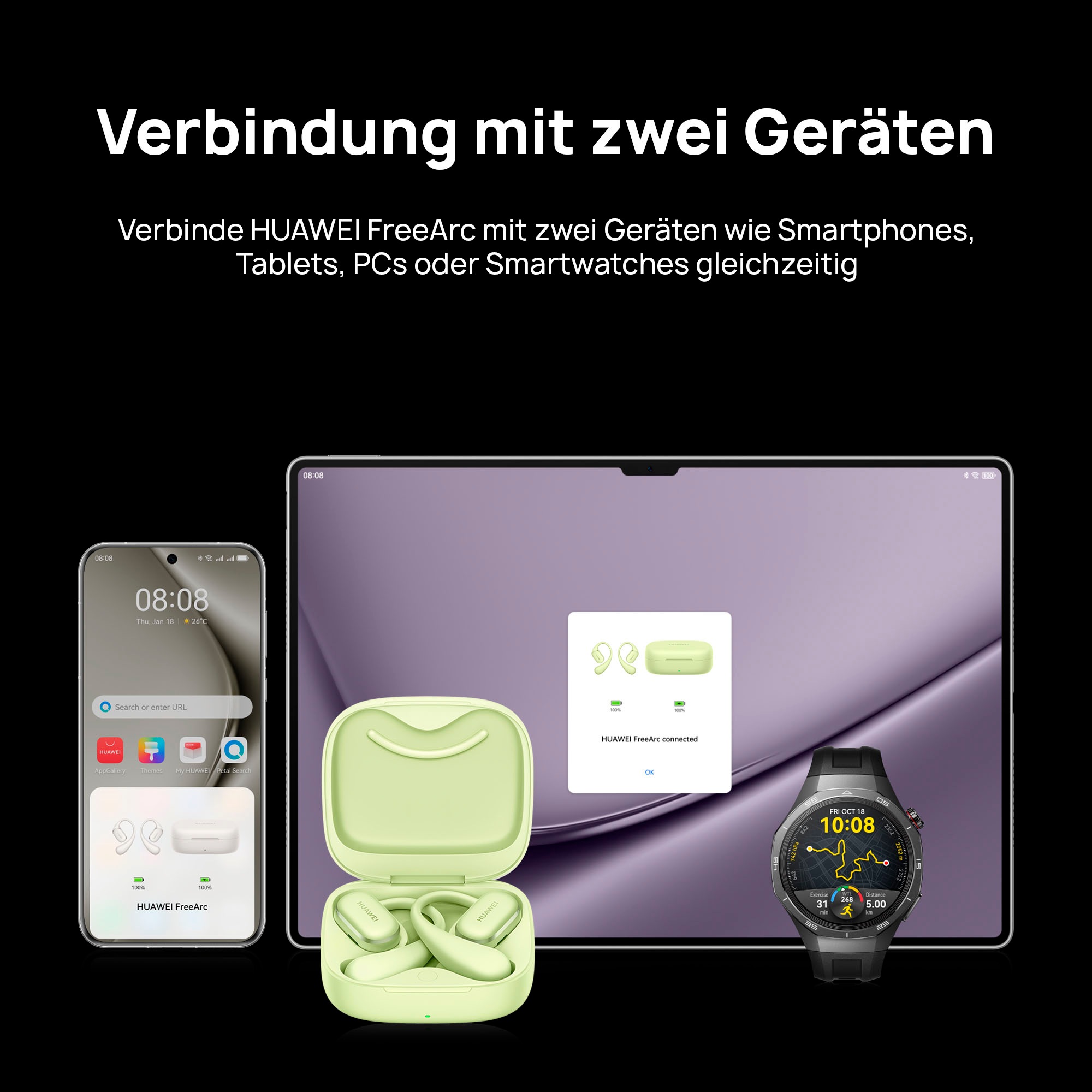 Huawei Open-Ear-Kopfhörer »FreeArc«, A2DP Bluetooth, Freisprechfunktion