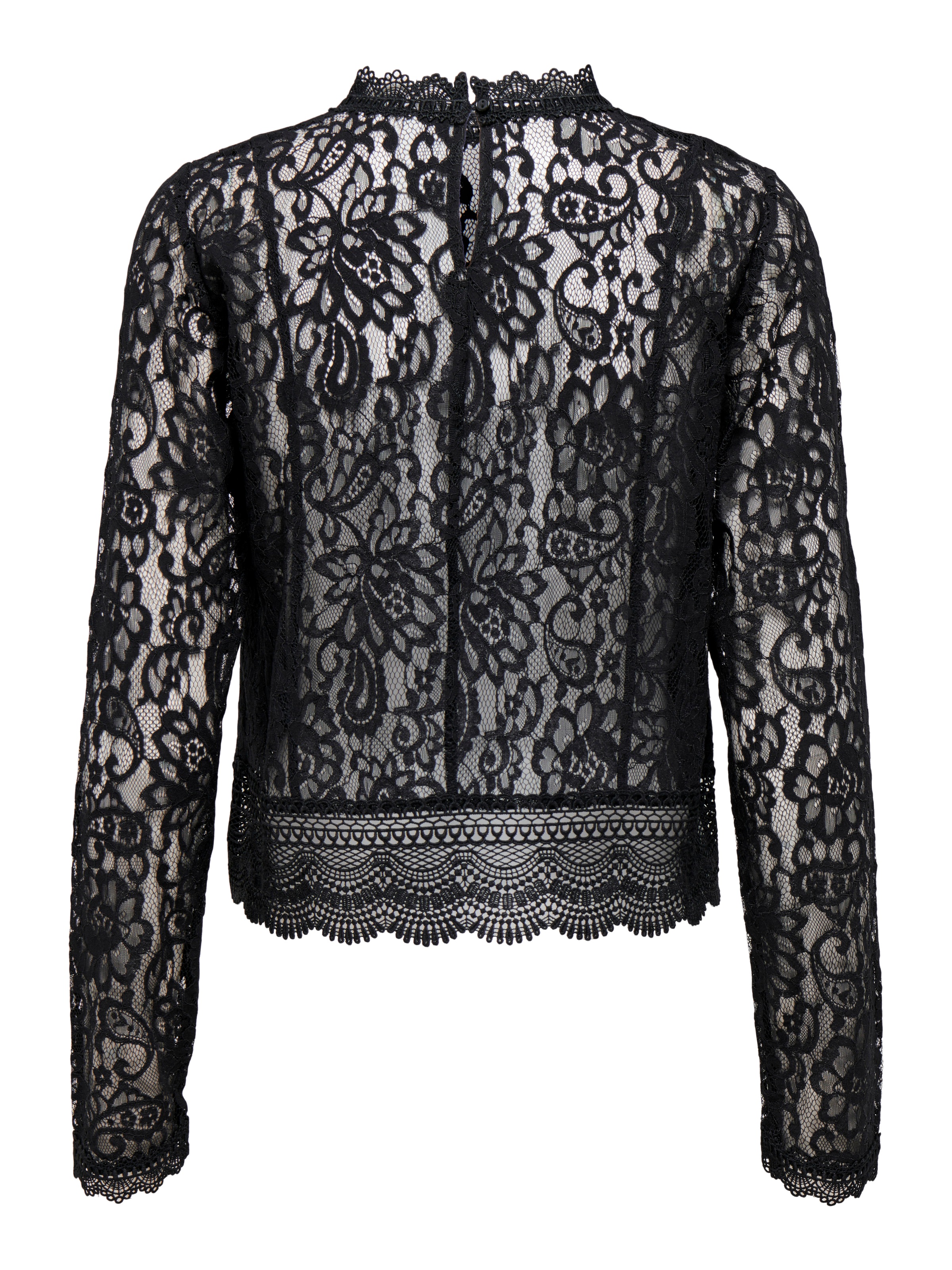 ONLY Spitzenshirt »ONLNEW KARO LS LACE TOP WVN NOOS« Materialmix, regular fit