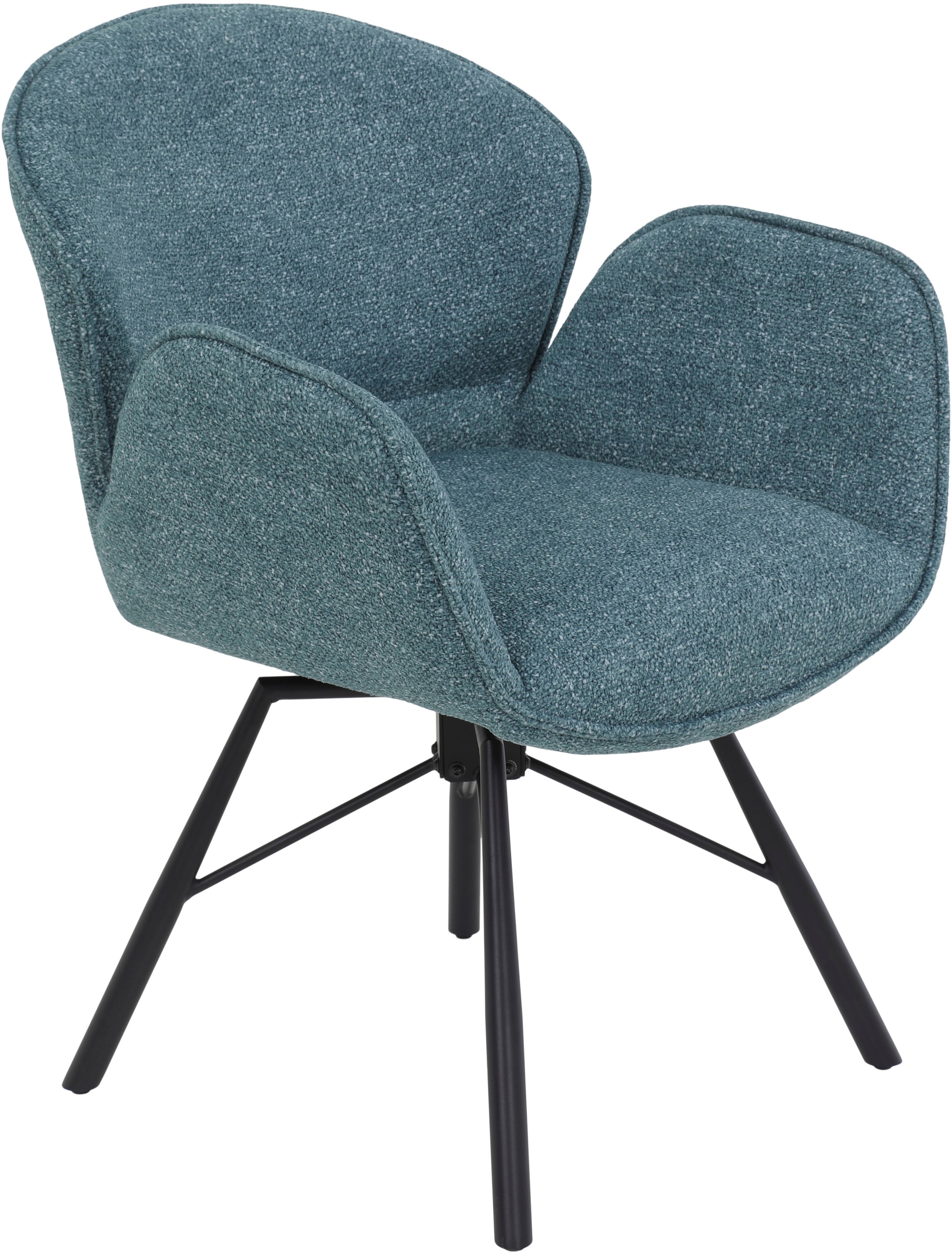 HELA 4-Fußstuhl »BRISTOL, Armlehnen Stuhl, Sessel, Esszimmerstuhl«, (Set), 2 St., Microfaser-Bouclé, 360° drehbar mit Auto-Return,gepolstert,Boucléoptik,Armlehnen