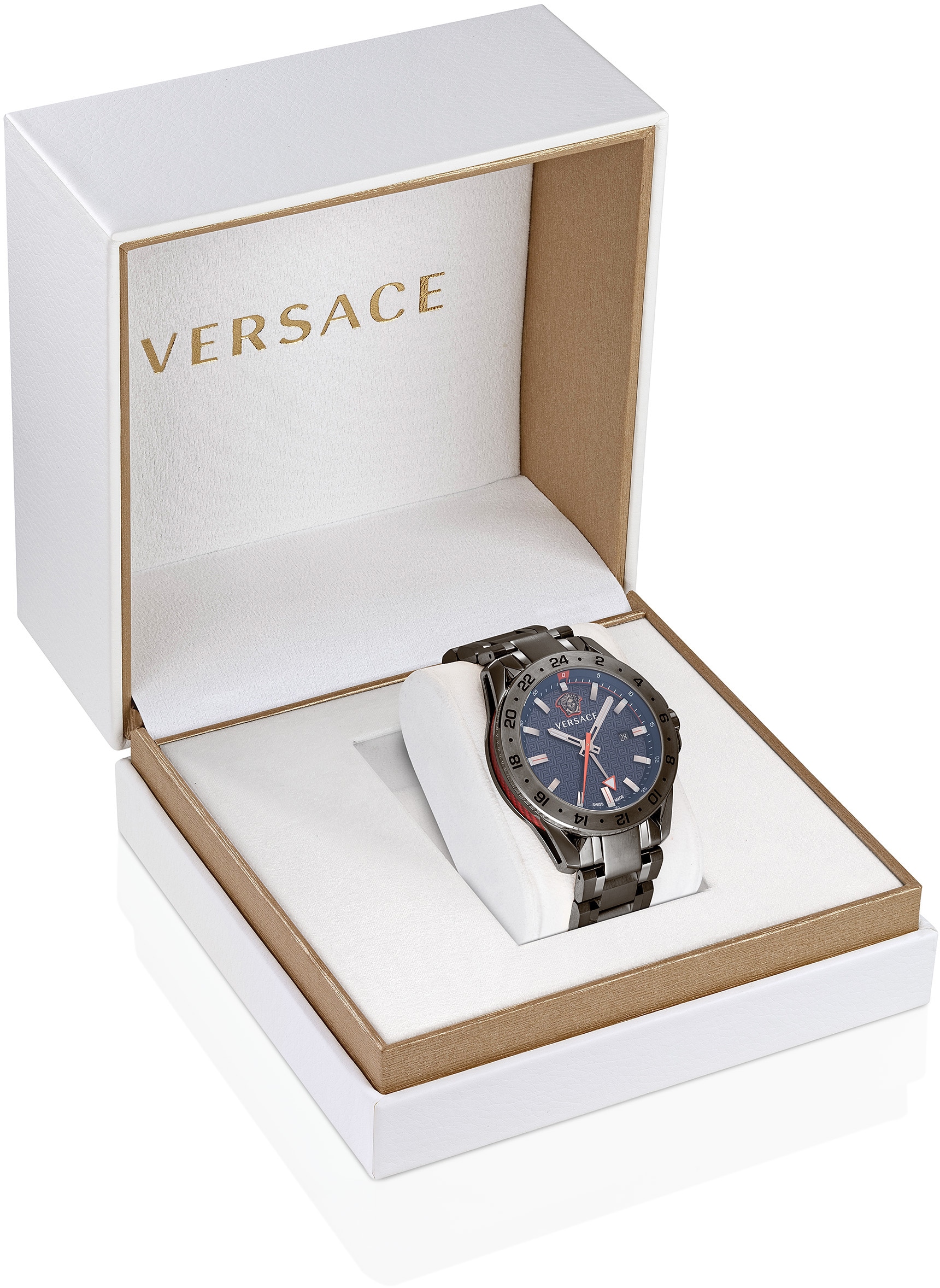 Versace Quarzuhr »SPORT TECH GMT«, Armbanduhr, Herrenuhr, Saphirglas, Datum, Swiss Made, Leuchtzeiger