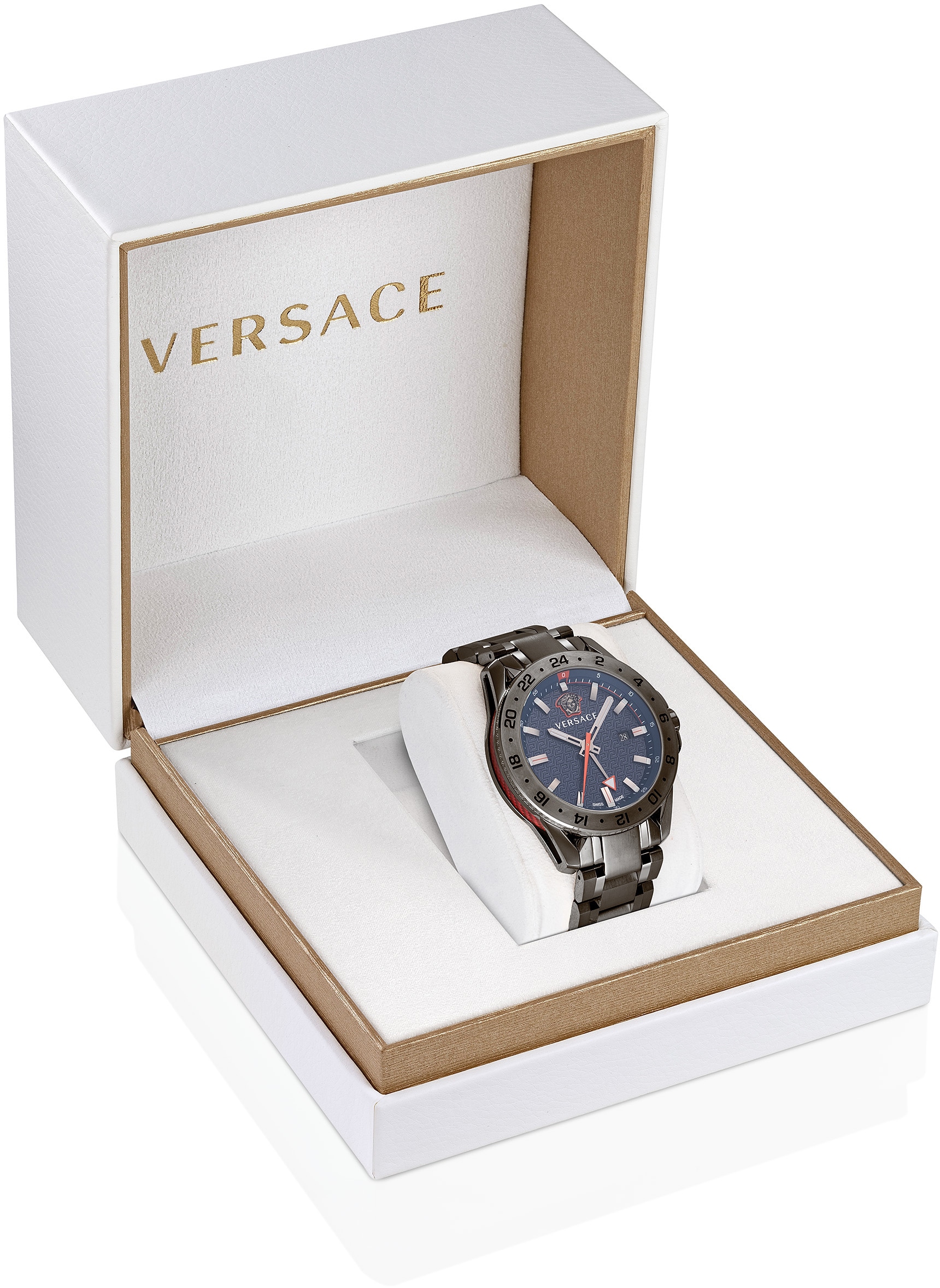 Versace Quarzuhr »SPORT TECH GMT, VE2W00422«, Armbanduhr, Herrenuhr, Saphirglas, Datum, Swiss Made, Leuchtzeiger