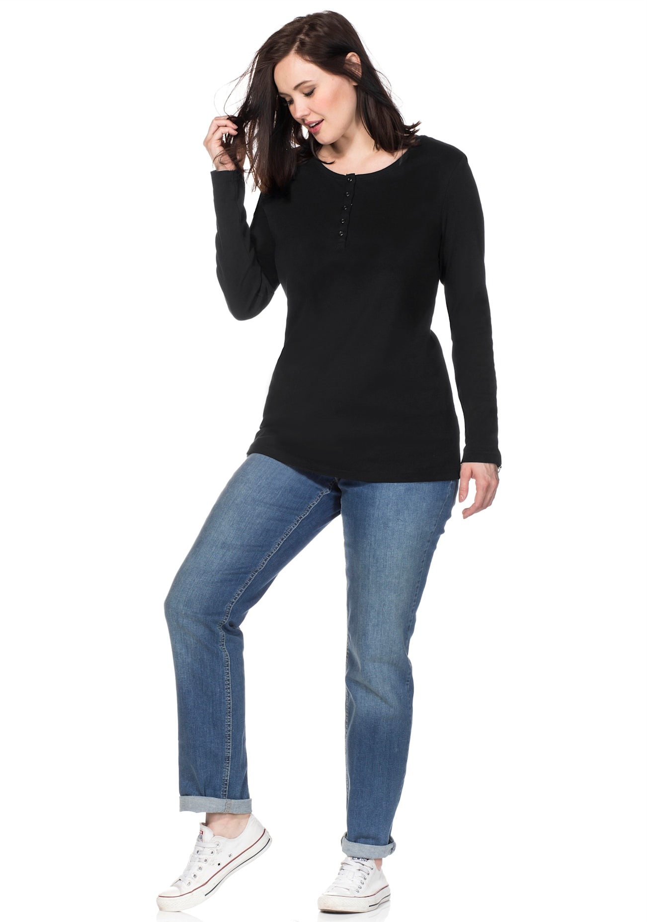 Sheego Long Sleeve Shirt Women's Black Size 48/50 6