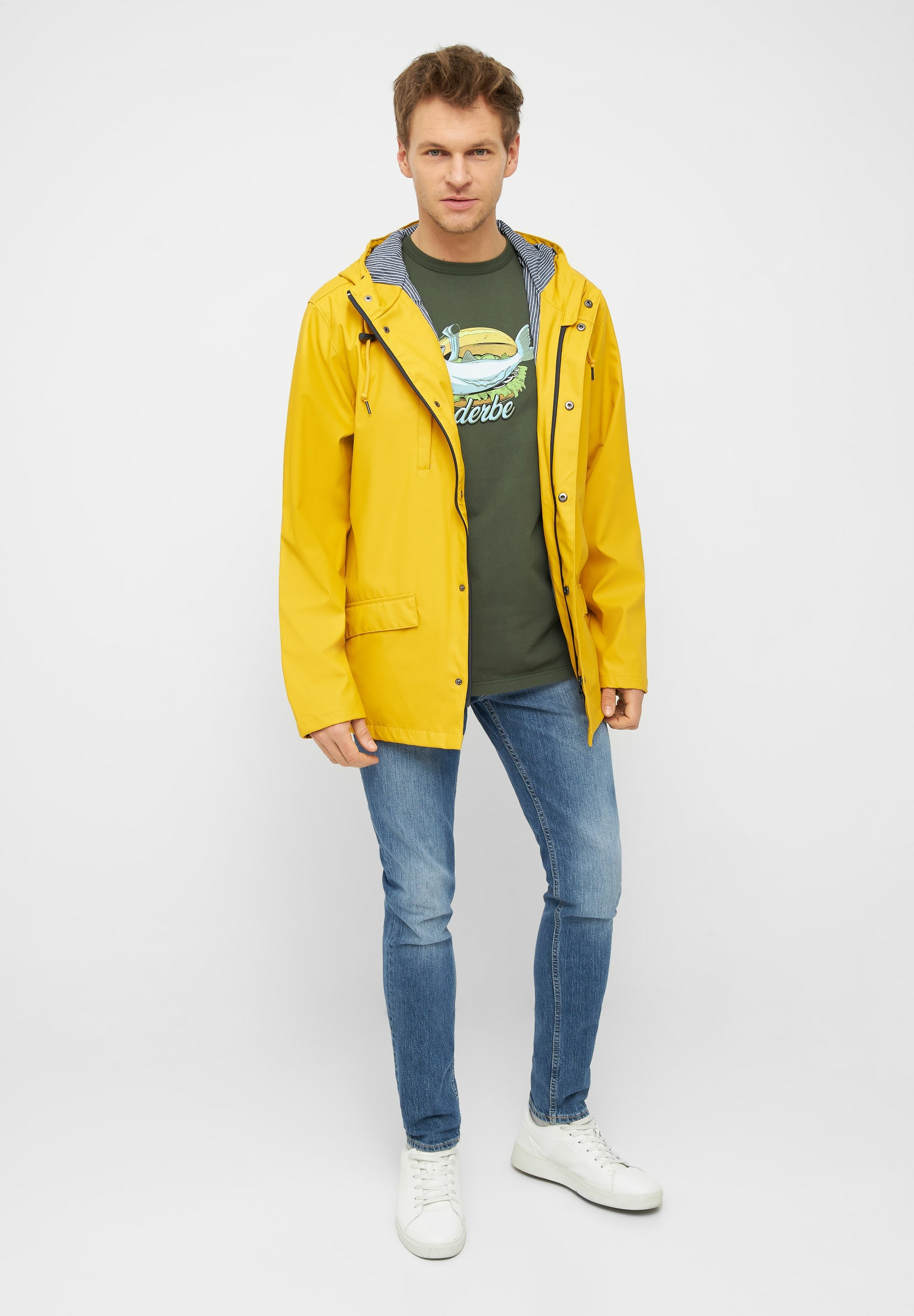 Derbe Regen- und Matschjacke »Passby«, mit Kapuze, Wasserabweisend, winddicht, gestreiftes Innenfutter