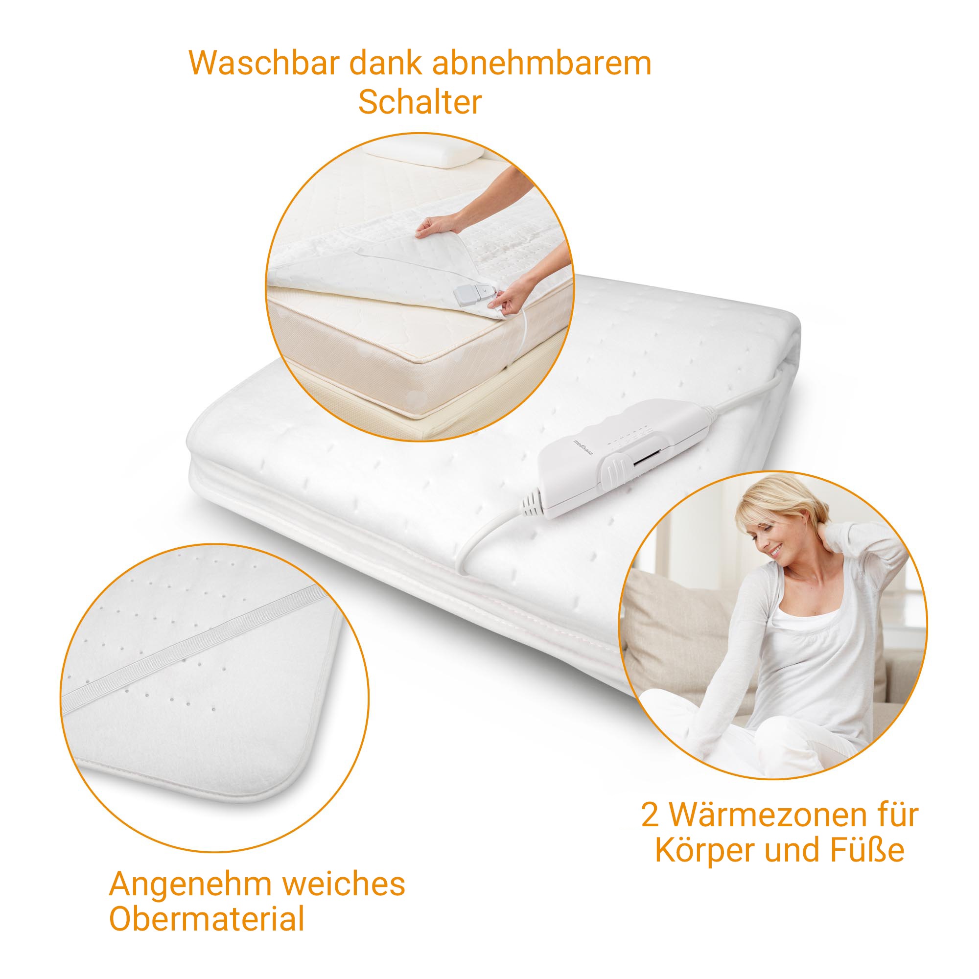 Medisana Wärmeunterbett »HU 662«, 6 Temperaturstufen, 2 Wärmezonen, Überhitzungsschutz, autom.Abschalten