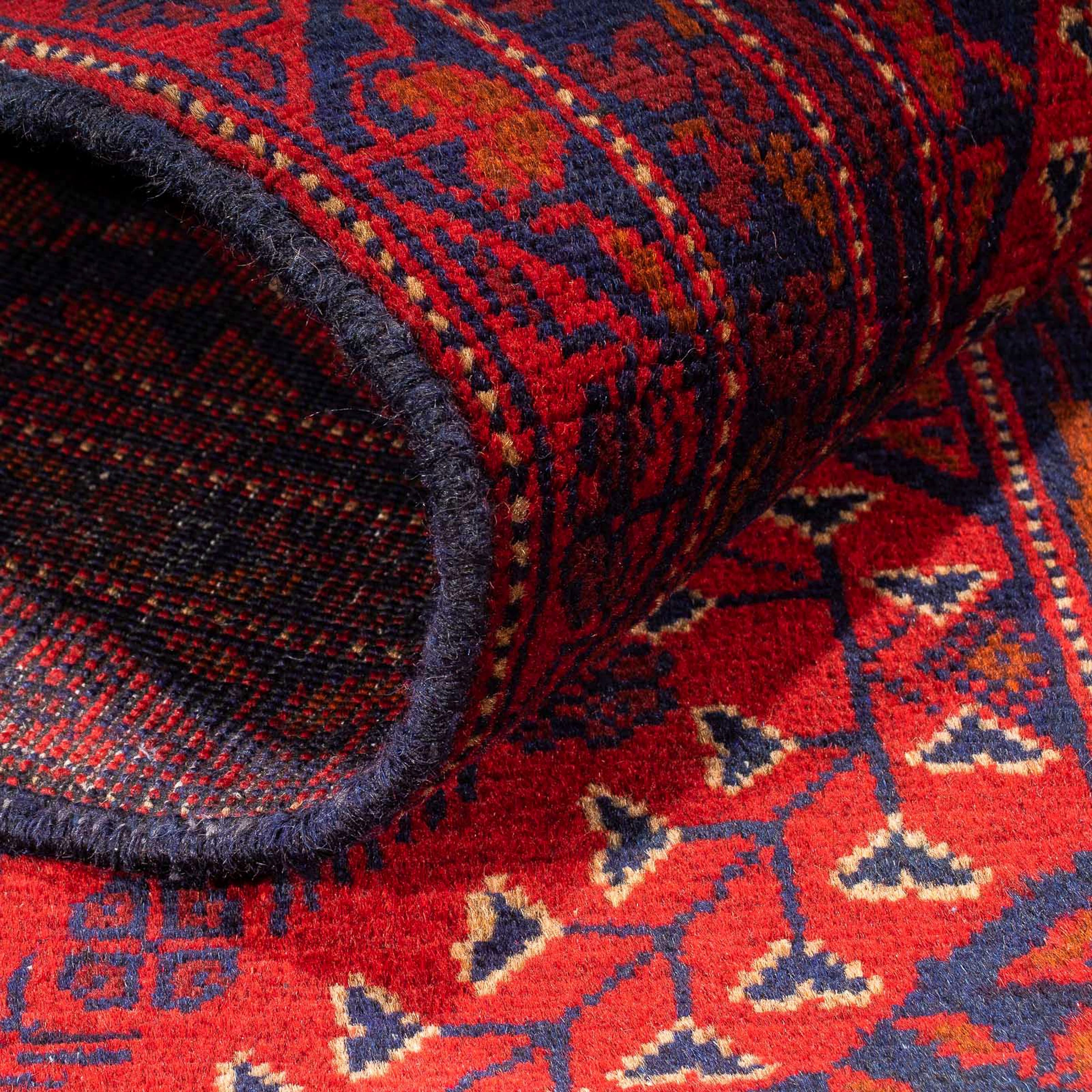 morgenland Orientteppich »Afghan - Kunduz - 199 x 79 cm - dunkelrot«, rechteckig, Wohnzimmer, Handgeknüpft, Einzelstück mit Zertifikat