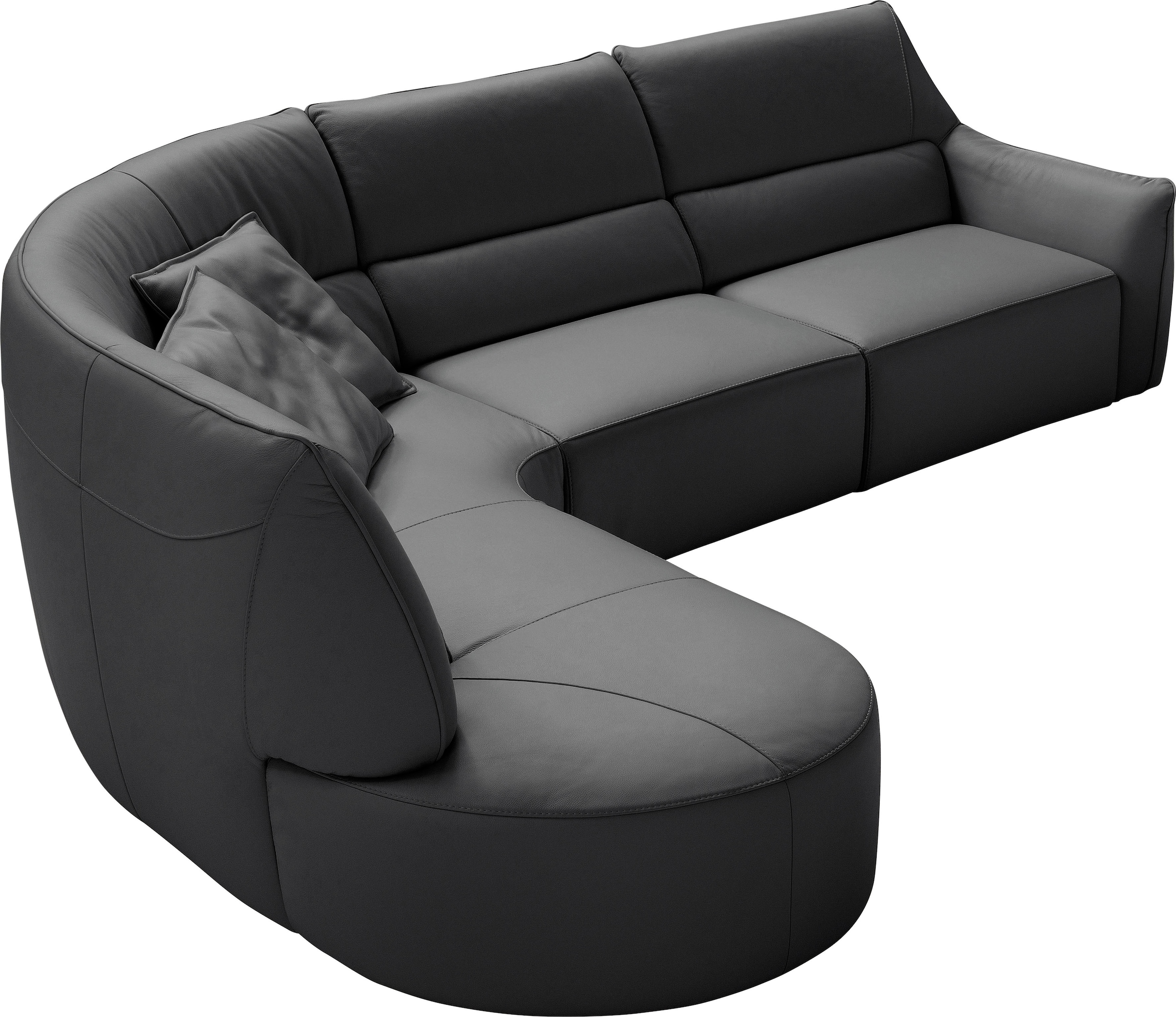 Egoitaliano Ecksofa "Puffy, extravagant & edel, Retro Designsofa, hoher Sitzkomfort, L-Form" mit Ottomane, wahlweise mit und ohne elektrischer Relaxfunktion