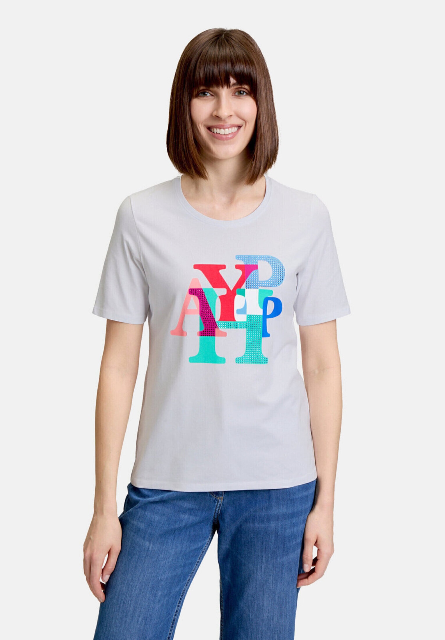 Betty Barclay Kurzarmshirt »Damen mit Aufdruck« 1 Stk. Glitzersteine