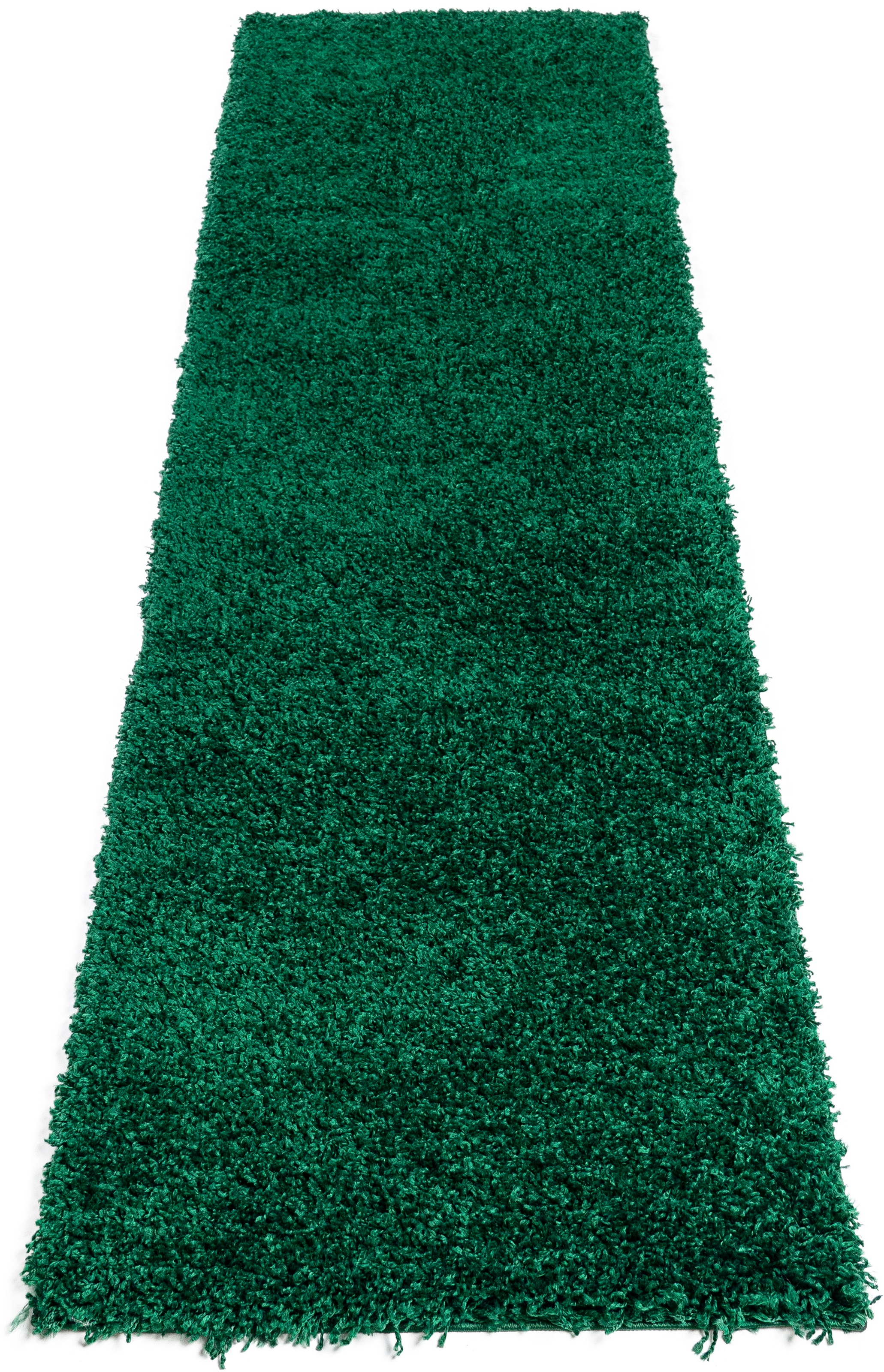 Hochflor-Teppich OTTO HOME "Viva Shaggy, in Standard- und Premium-Qualität, 30 mm oder 45 mm Höhe" Gr. 18, grün (dunkelgrün), B:80cm H:30mm L:300cm, Kunstfaser, Teppiche, Uni Farben, einfarbig, besonders weich und kuschelig, Kundenliebling 3
