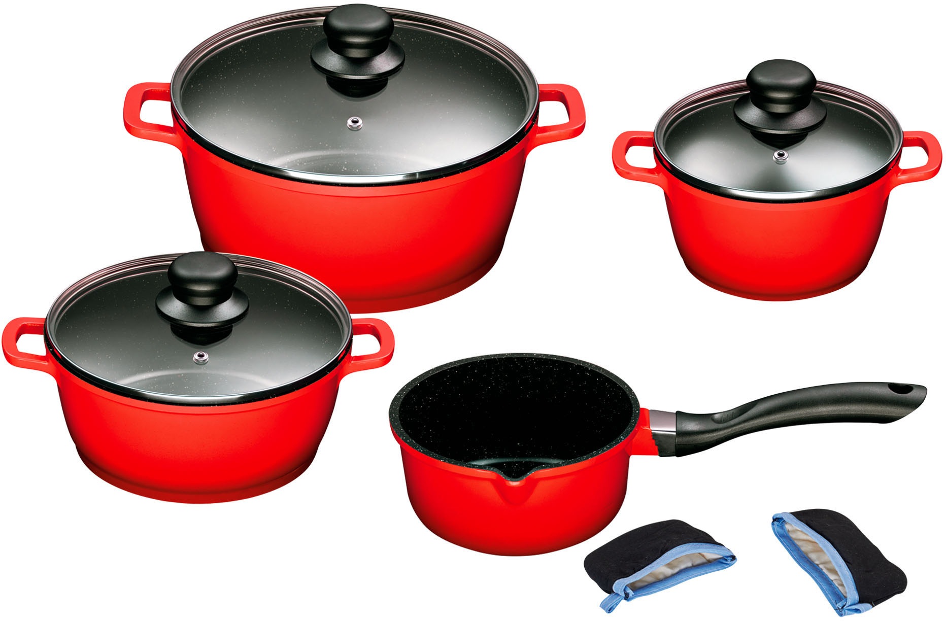 KING Topf-Set Set, je 1 Kochtopf 16/20/24 cm, Stielkasserolle 16 cm, Bräter 40 x 26 cm, 5 Stk. tlg. Aluminiumguss
