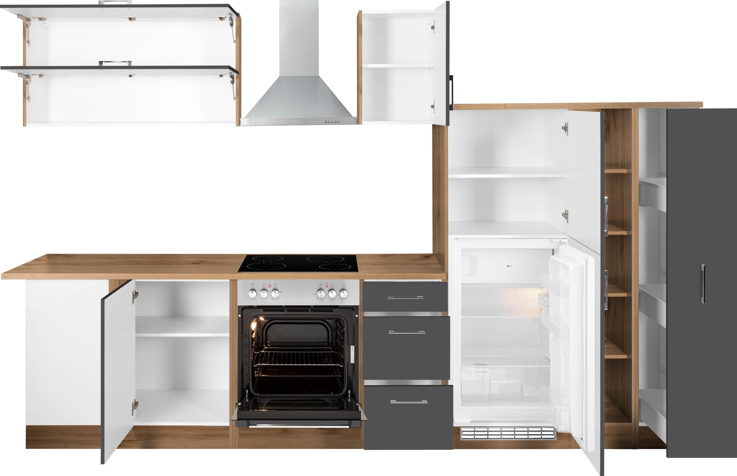 KOCHSTATION Winkelküche »KS-Colmar«, mit E-Geräten, Stellbreite 210/330 cm