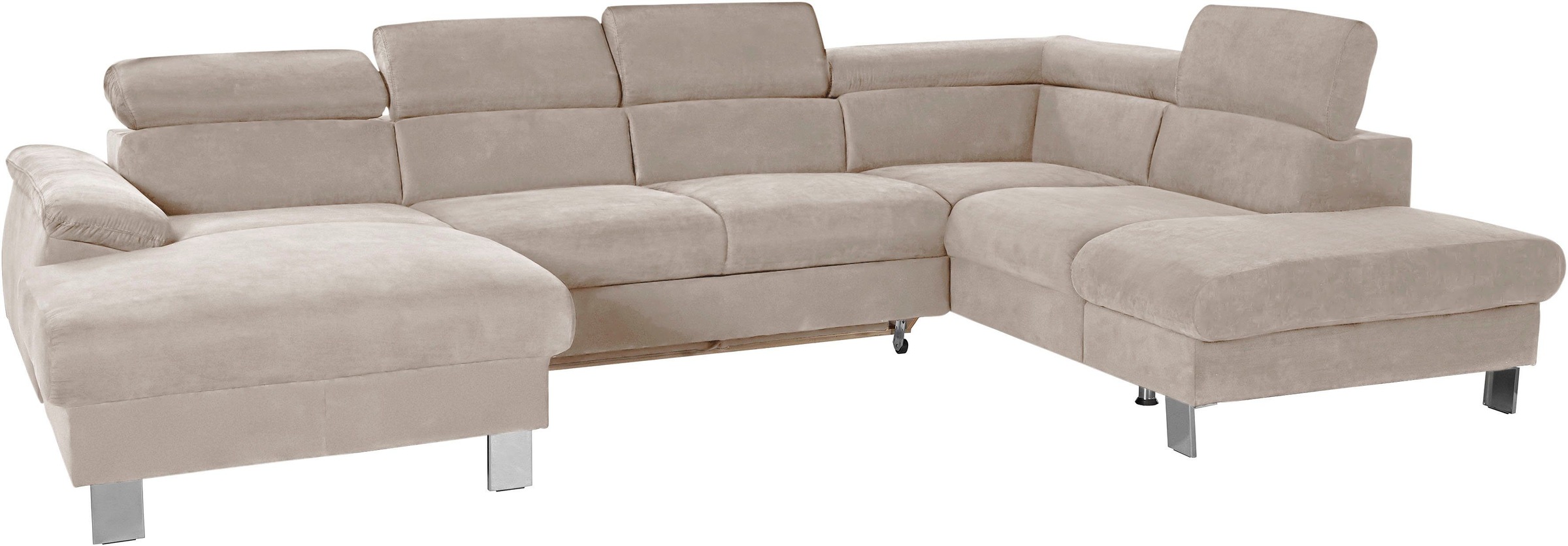 COTTA Polstergarnitur »Komaris U-Form, B: 320 bzw. 100 cm (Set: Wohnlandschaft & Hocker)«, (Set), mit Kopfteilverstellung, optional Bettfunktion, Bettkasten & Licht