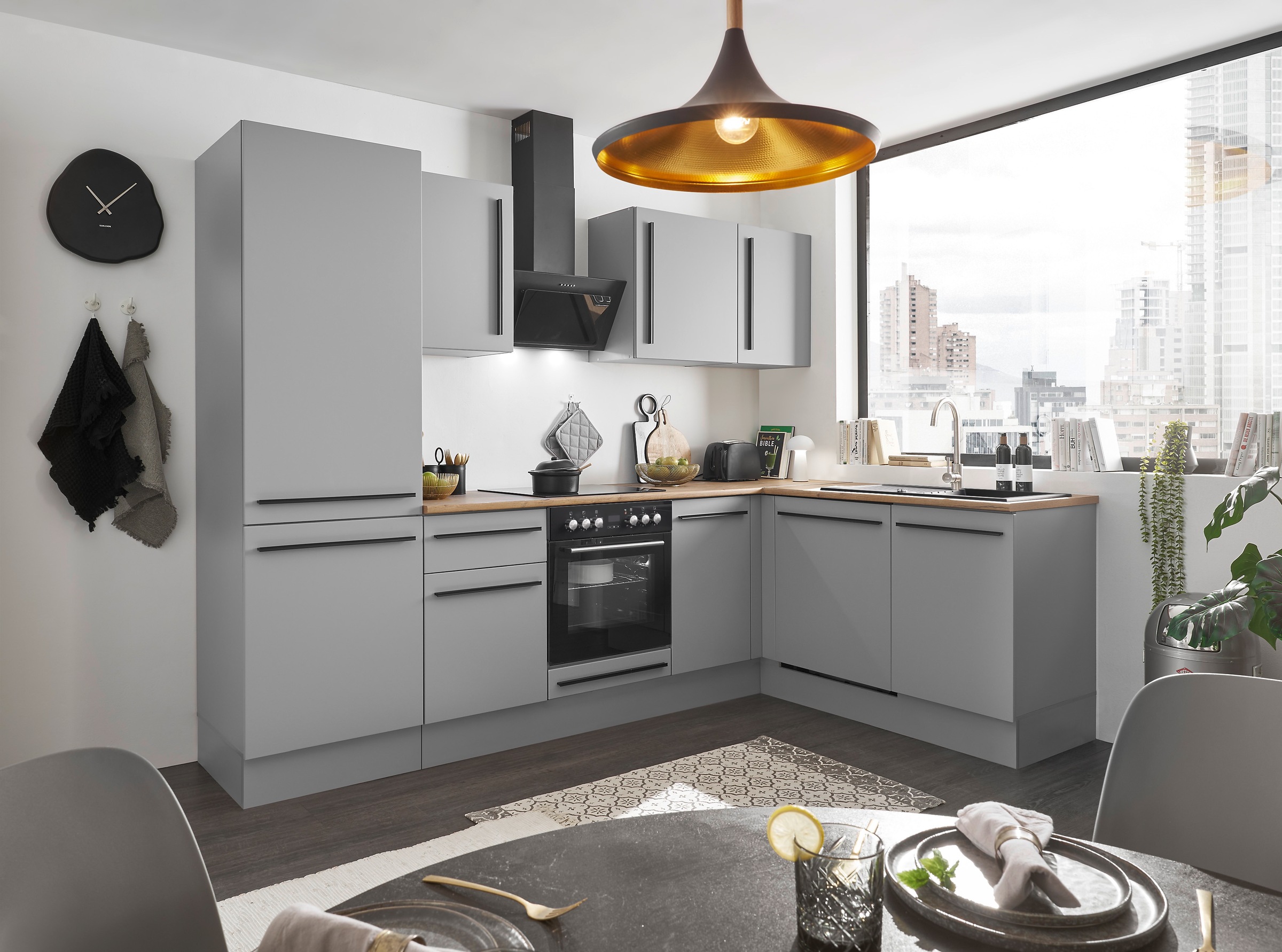 BASIC by Balculina Winkelküche »Denver, Küche BxHxT 280/115 x 211 x 60«, Breite 280 cm, wahlweise mit E-Geräten und Induktion