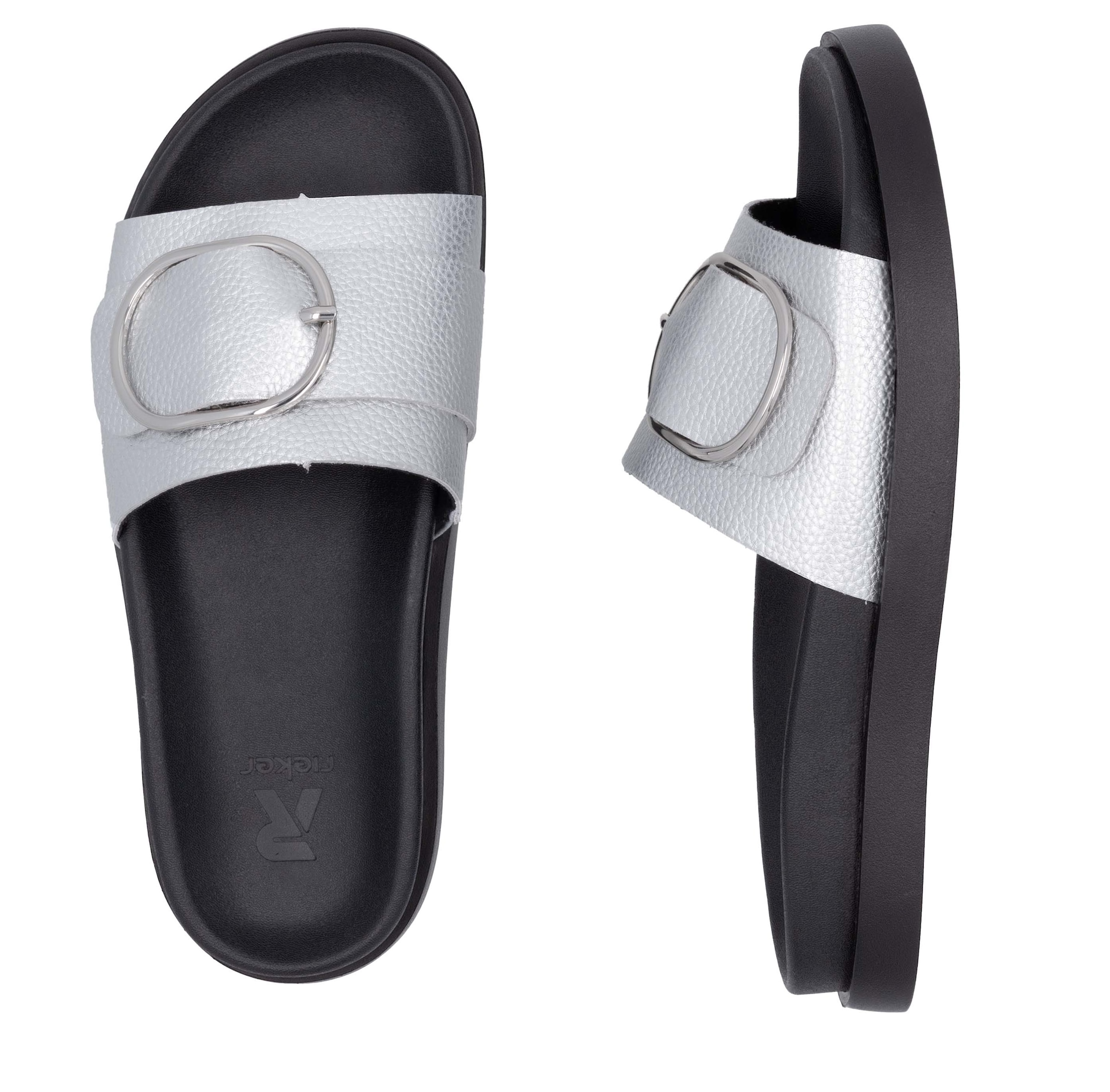 RIEKER Sport Pantolette, Sommerschuh, Strandschuh, Urlaubschuh, Hausschuh mit Zierschnalle