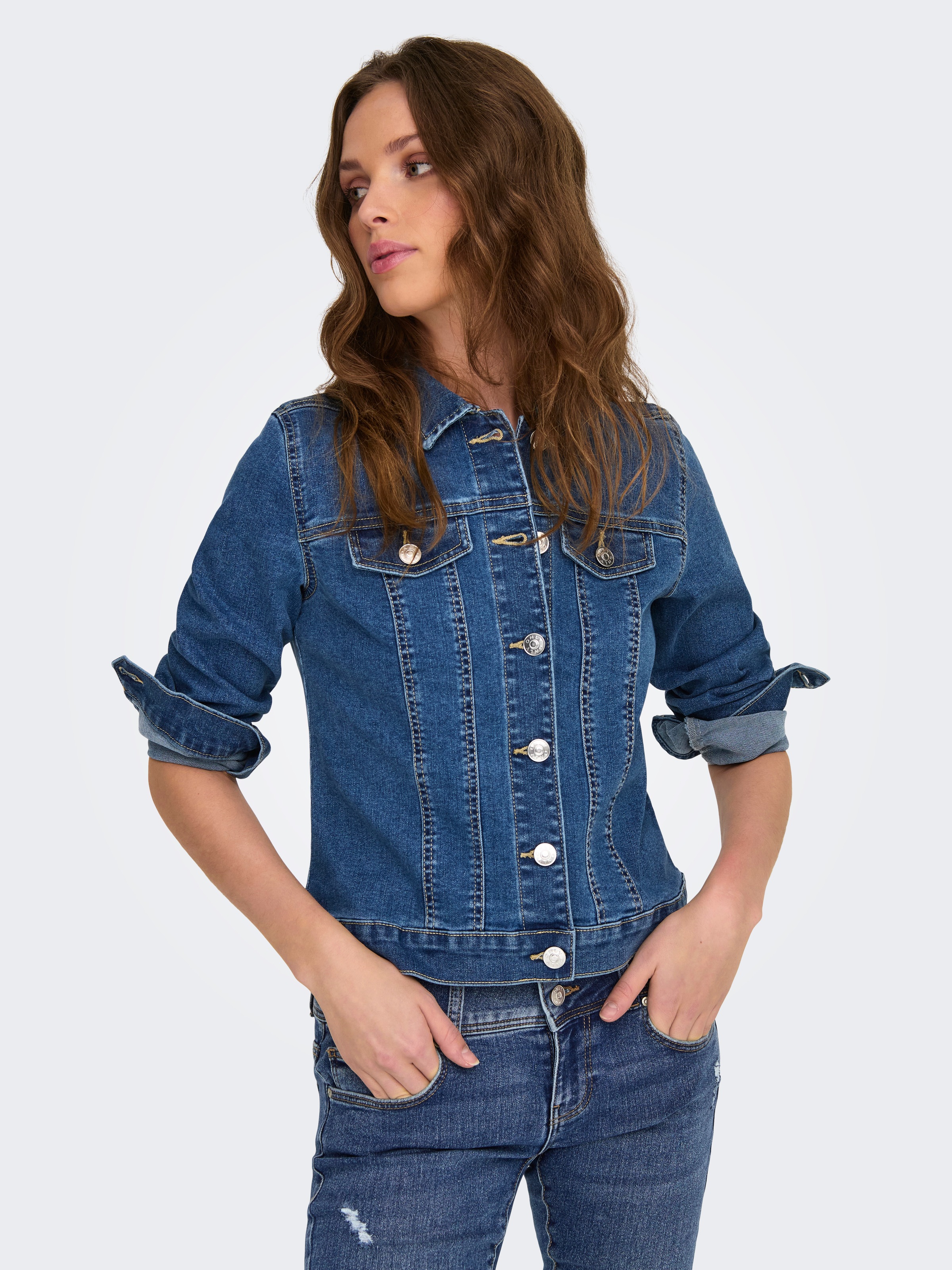 ONLY Jeansjacke "ONLWONDER – Jeansjacke in kurzer Form mit Stretch", figurb günstig online kaufen