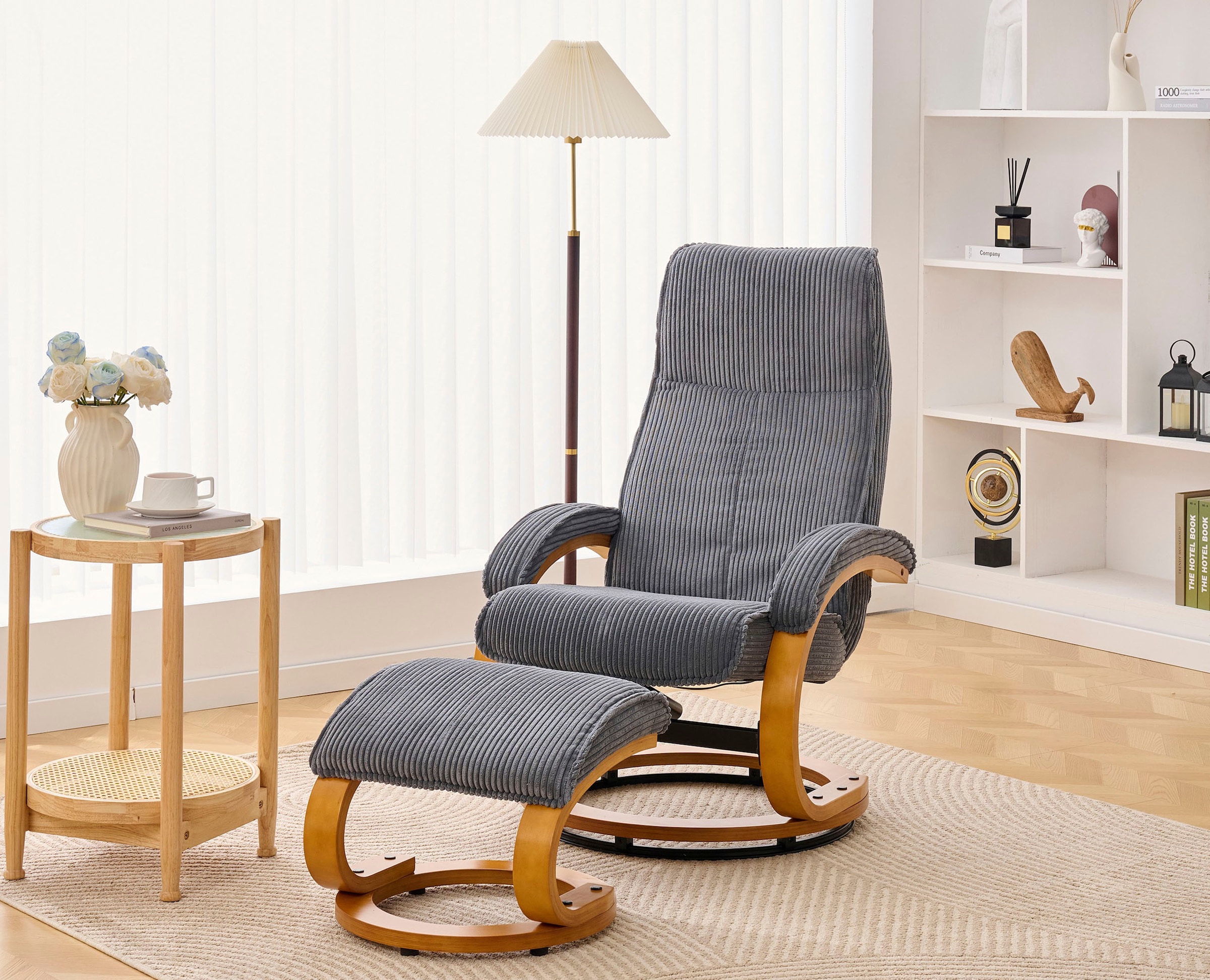 OTTO home Relaxsessel "mit Hocker PARIS neu: Cord - OTTO. Verlässliche Qualität." Set, bestehend aus Sessel und Hocker, 2 Stk. tlg. manuelle Relaxfunktion mit Drehfunktion, neu: Cord-Bezug