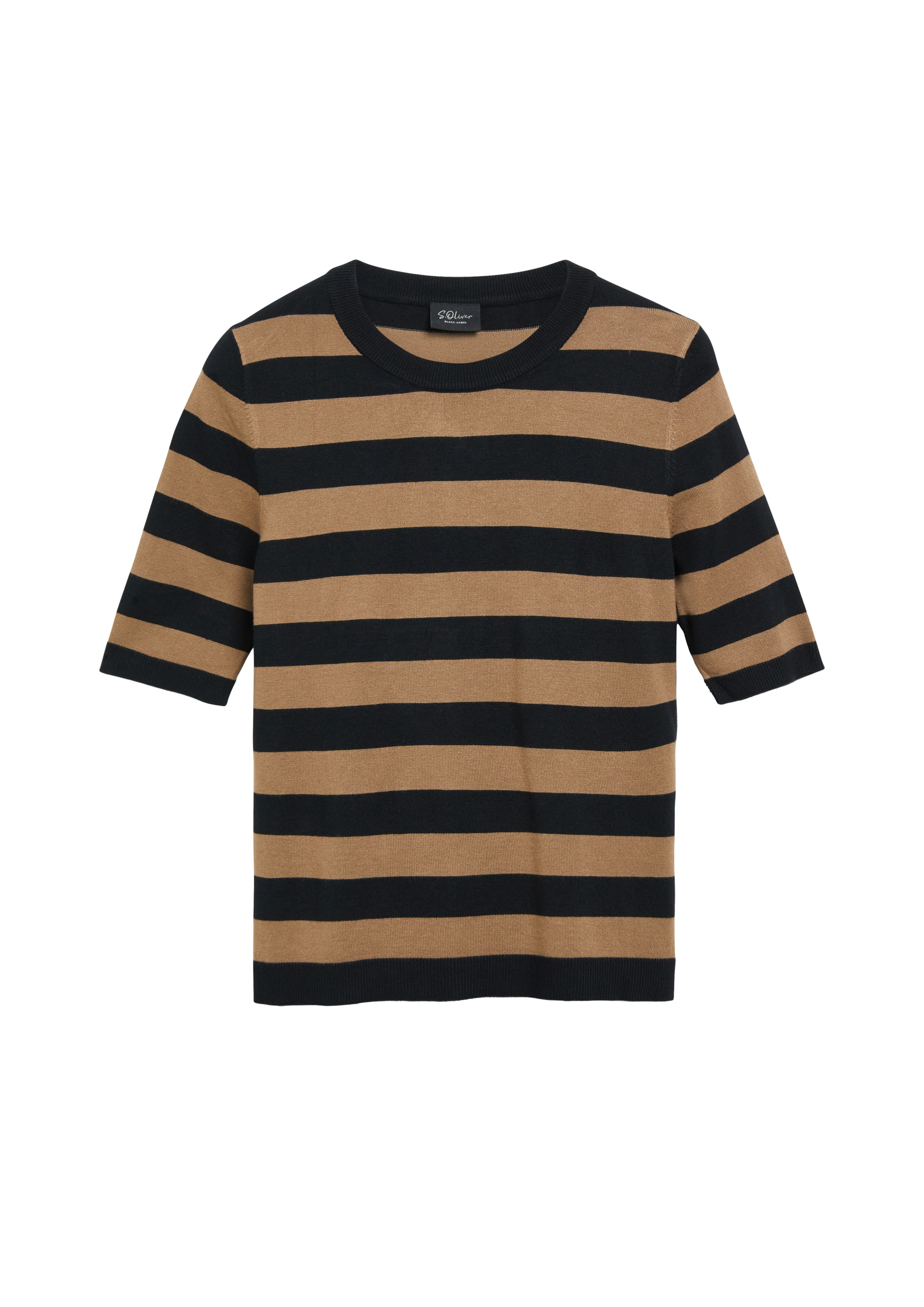 s.Oliver BLACK LABEL Strickpullover Halbarm Sommerpullover mit Viskose / Rundhals