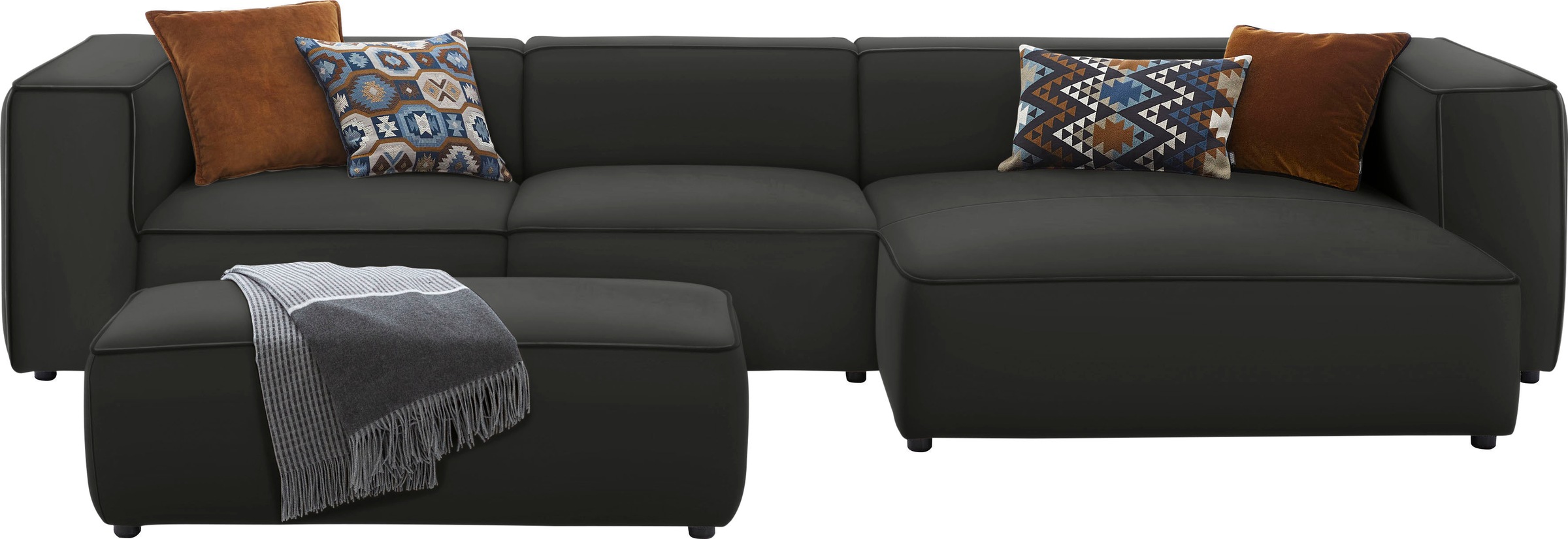 W.SCHILLIG Ecksofa »around-the-block«, mit eleganter Biese, mit Federkern, Breite 341 cm