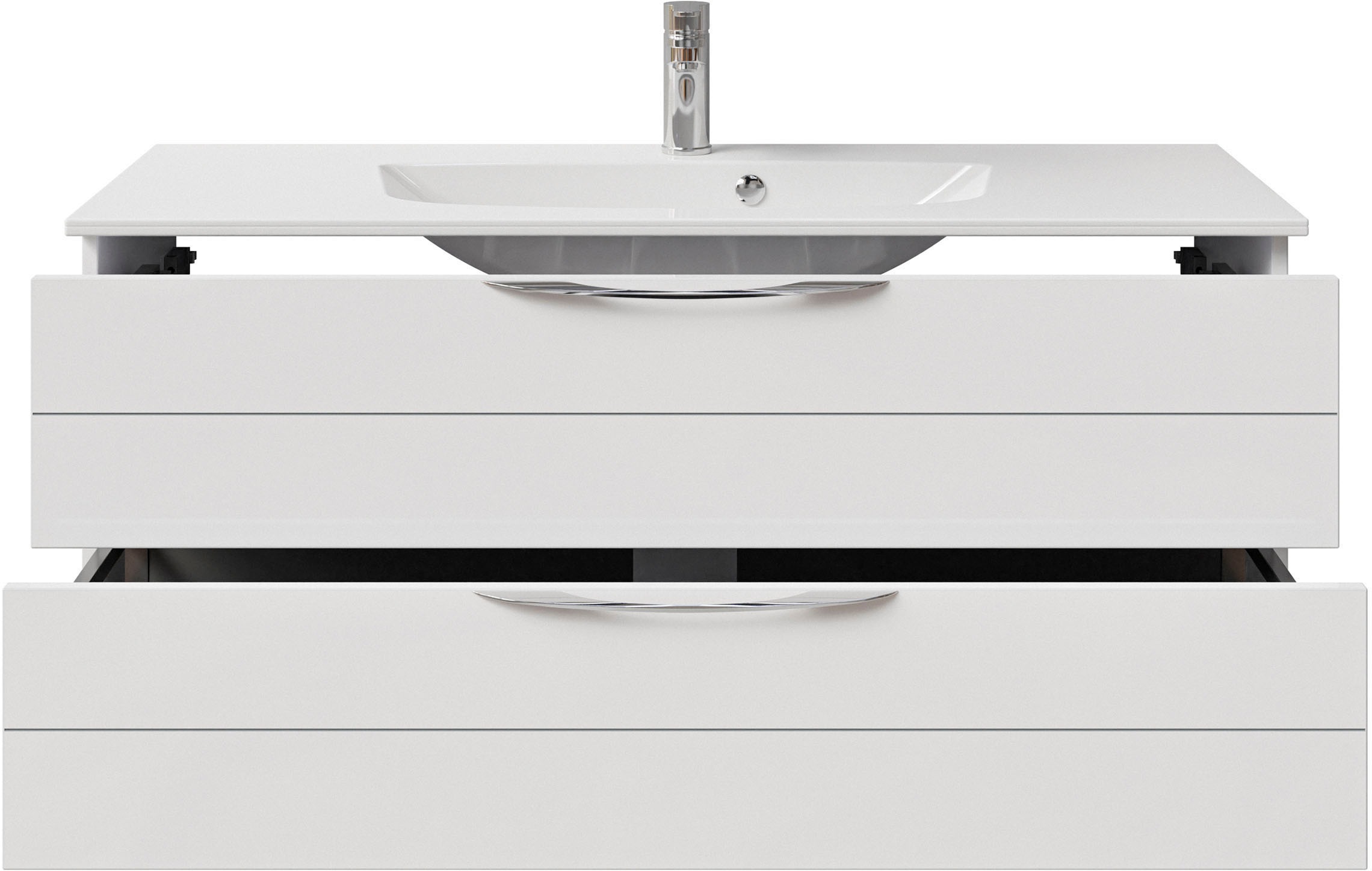 Saphir Waschtisch »Serie 6025 Mineralmarmor-Waschtisch mit Unterschrank, 117 cm breit«, Waschplatz mit 2 Schubladen, hängend, verschiedene Ausführungen