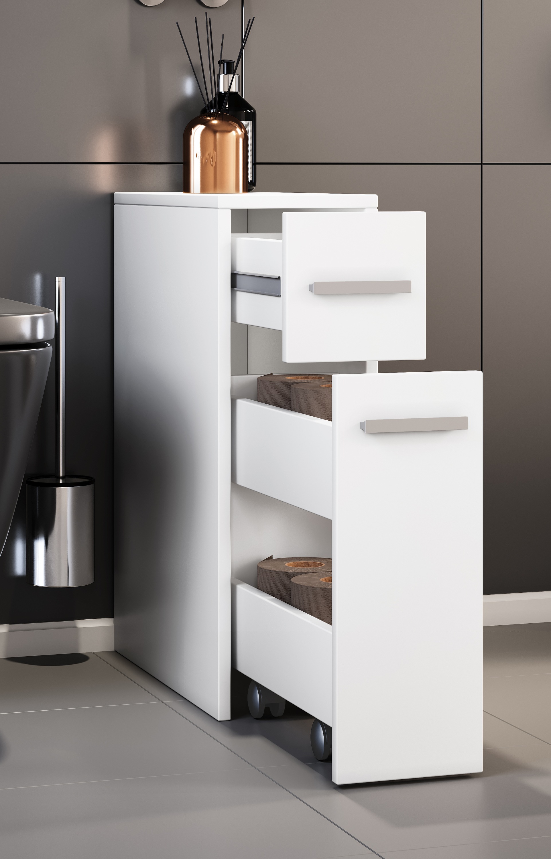 VCM Hochschrank »VCM Holz Midischrank | Nischenschrank | Maße: H. 61 x B. 20 x T. 45 cm | Raumteiler | 2 Schubladen - Zalo«, (1 St.)