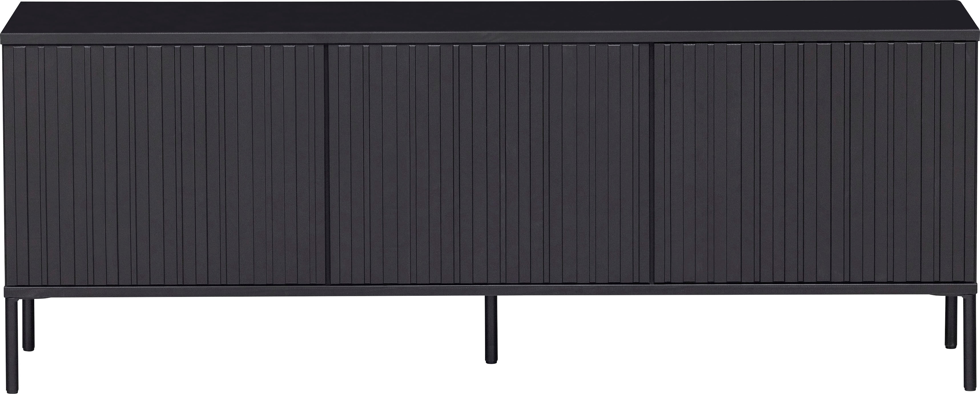 WOOOD Sideboard "New Gravure FSC Mix holz mit Druckmechanismus H 56 x B 150 x T 44 cm" Kiefernholz, Tragkraft höhenverstellbare boden 10 kg, Kabelöffnung