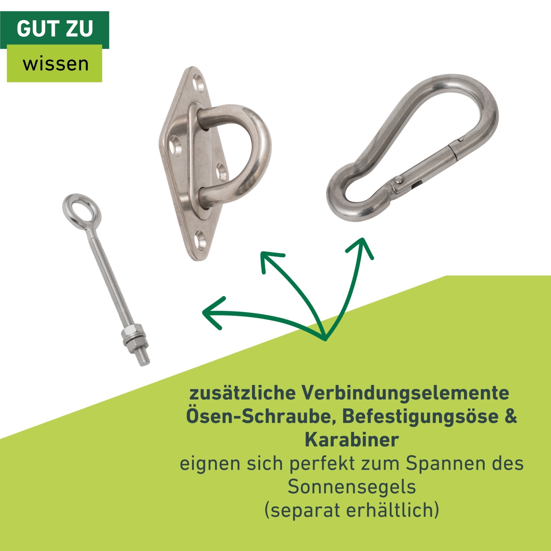 Windhager Seilspanngarnitur »Spannanker aus Edelstahl, zum Spannen von Sonnensegel« Segelspanner mit 2 Haken, 29 cm, Tragkraft max. 80 kg