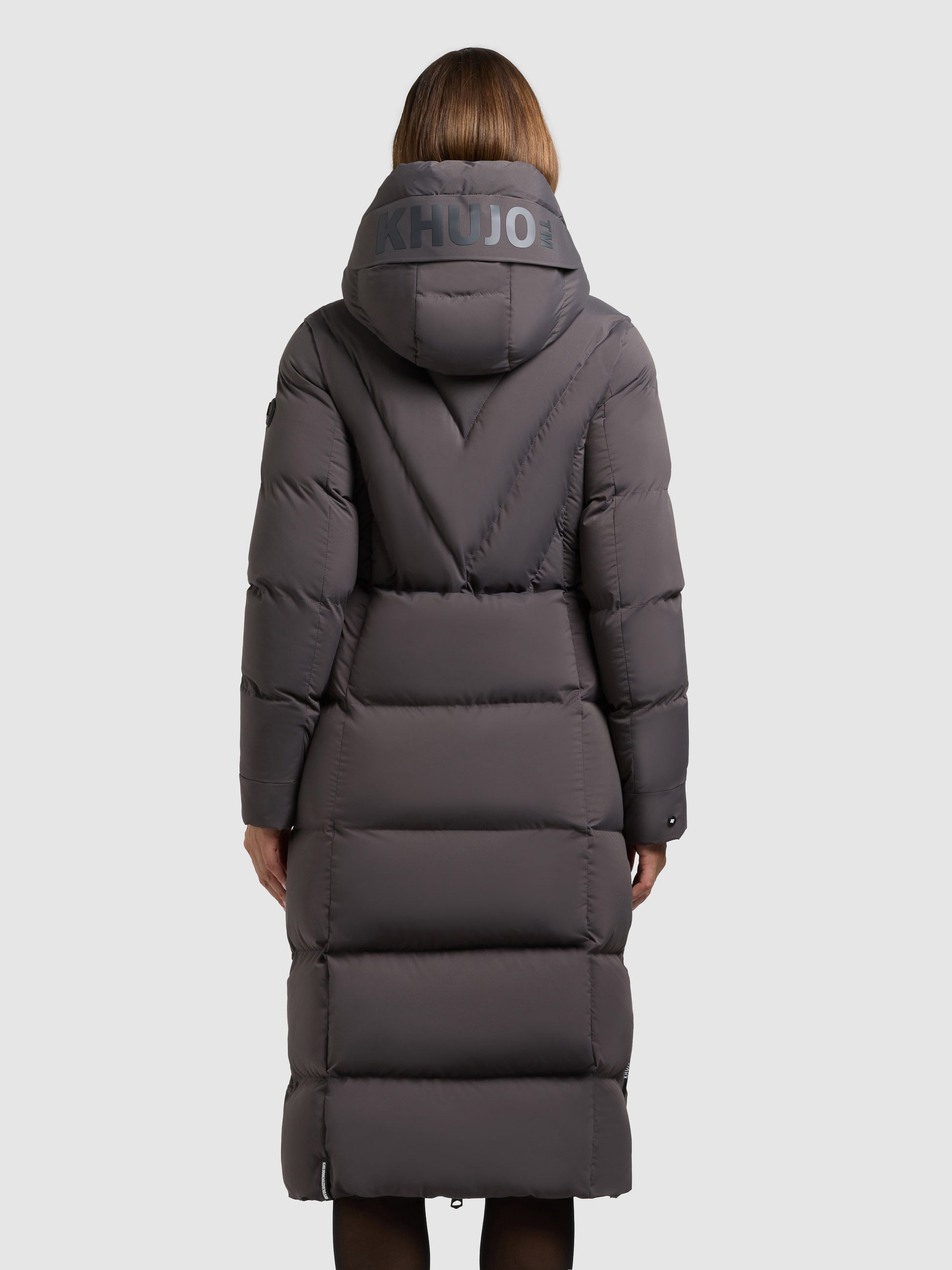 Steppmantel KHUJO "SORIA 2IN1 (EINSATZ HERAUSNEHMBAR)", Damen, Gr. S, graphite grau, 100% Polyester, unifarben, eingesetzt elastischer Bund mit Windstopper, Mäntel Steppmantel 3